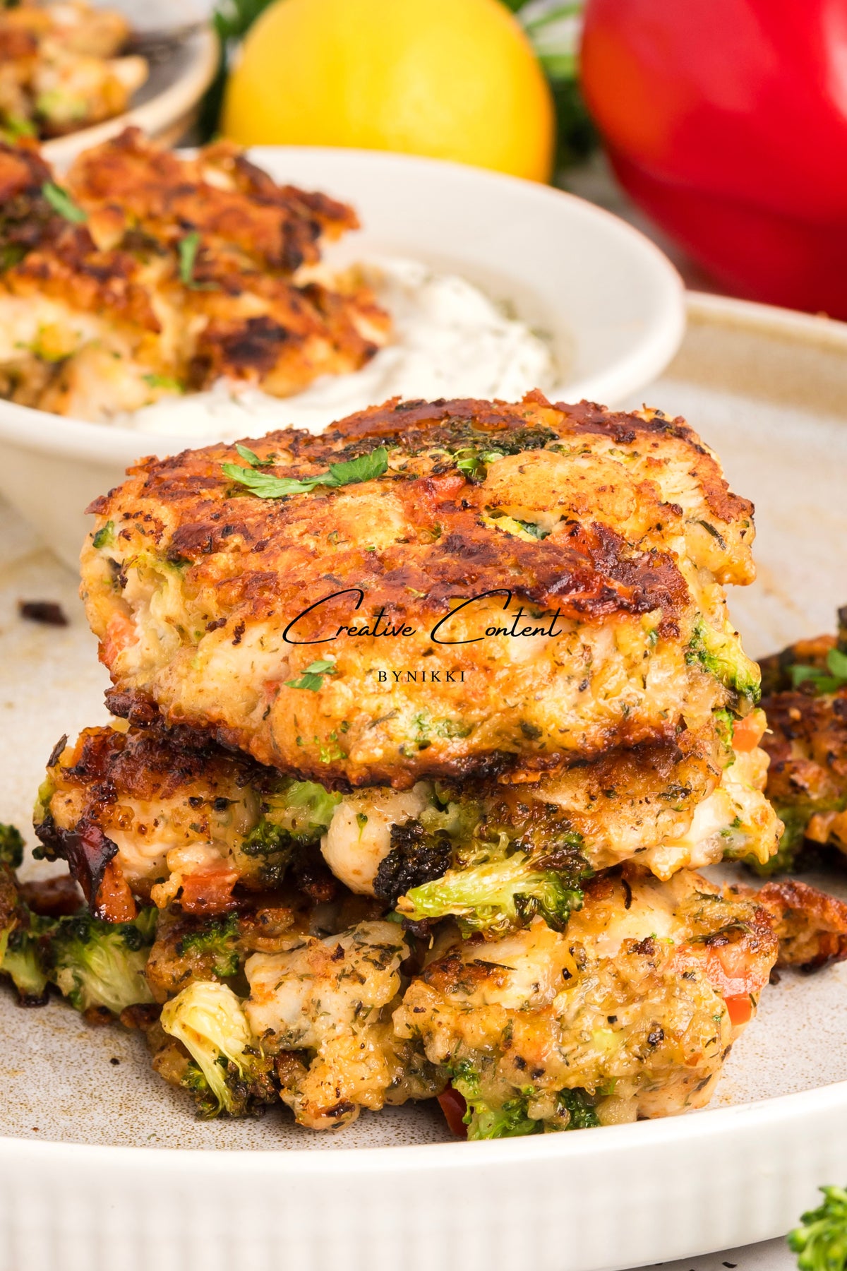 Chicken Broccoli Parm Fritters + Garlic Aioli - Exclusive