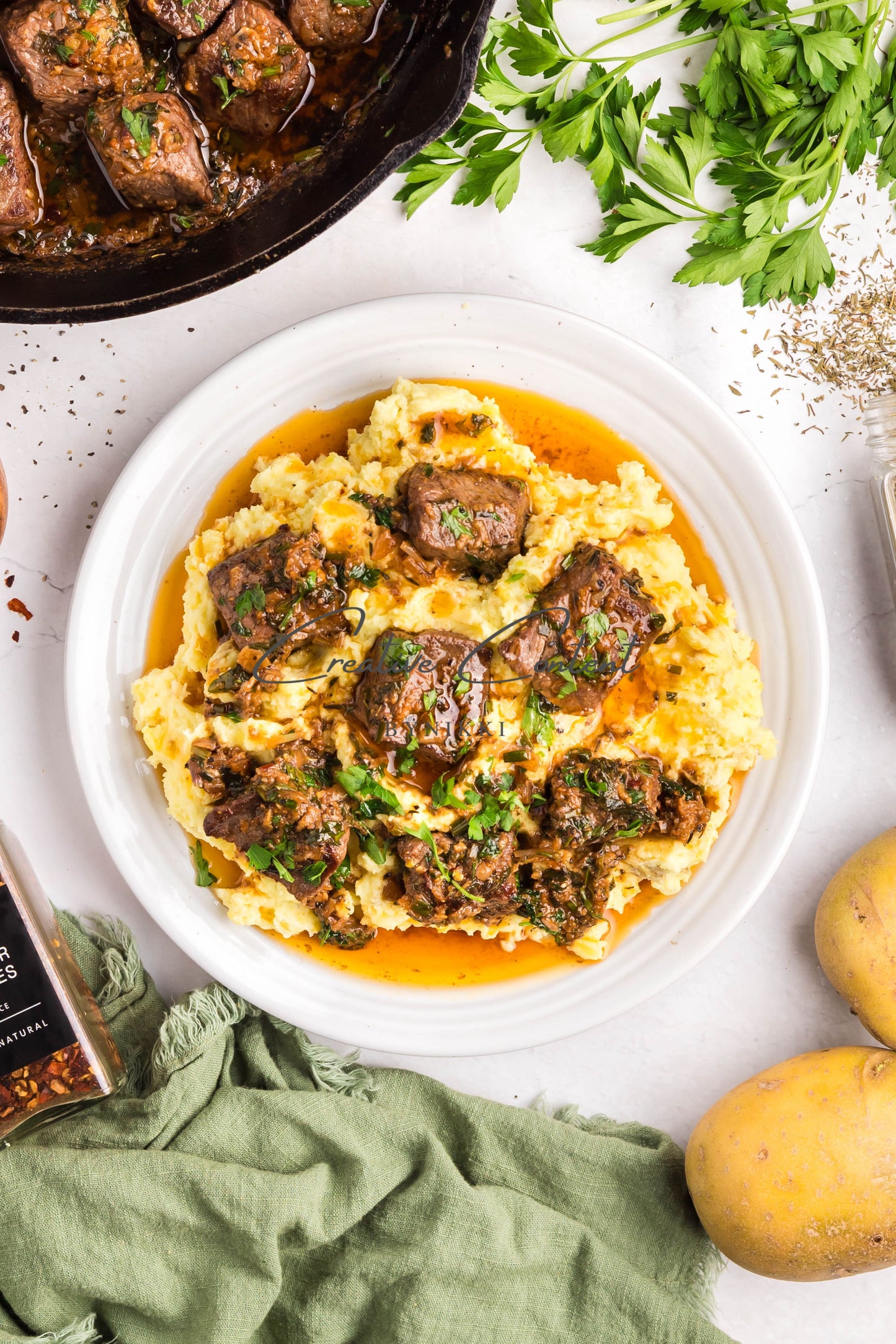 Cowboy Garlic Buttered Steak Bites + Roasted Garlic Mashed Potatoes -  Exclusive
