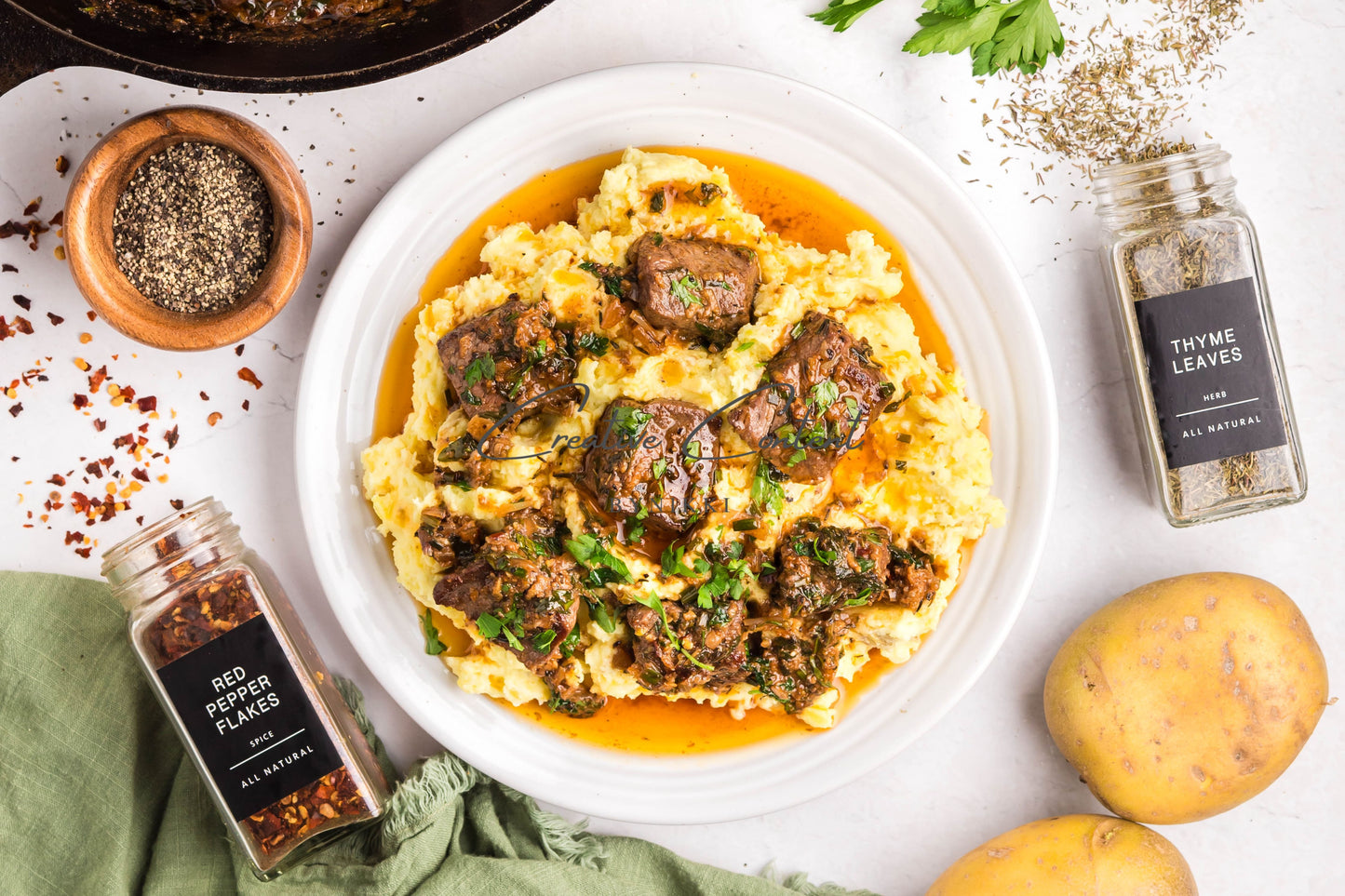 Cowboy Garlic Buttered Steak Bites + Roasted Garlic Mashed Potatoes -  Exclusive