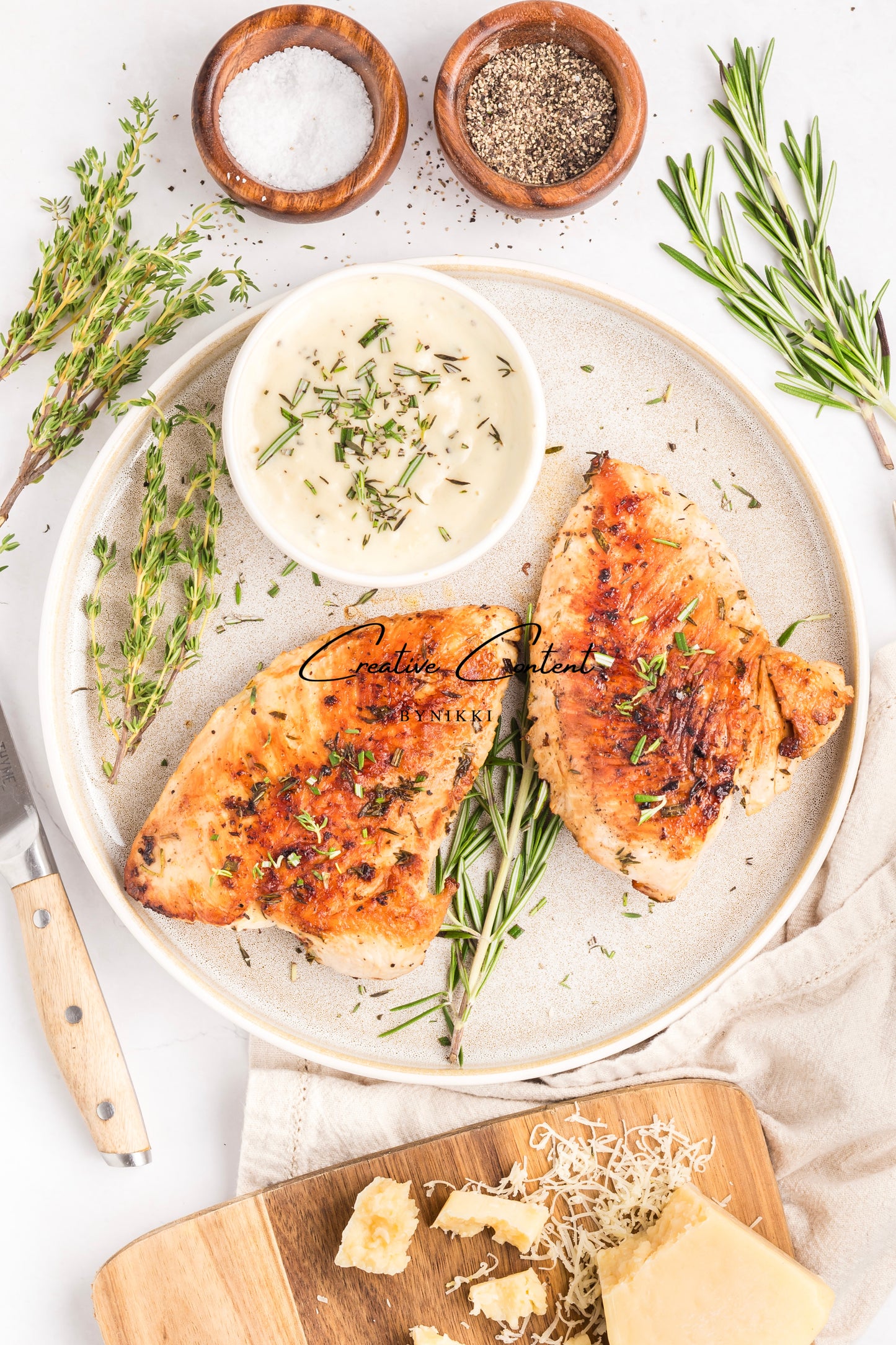 Garlic Herbed Roasted Turkey Breast With Rosemary Cream Sauce  - Exclusive