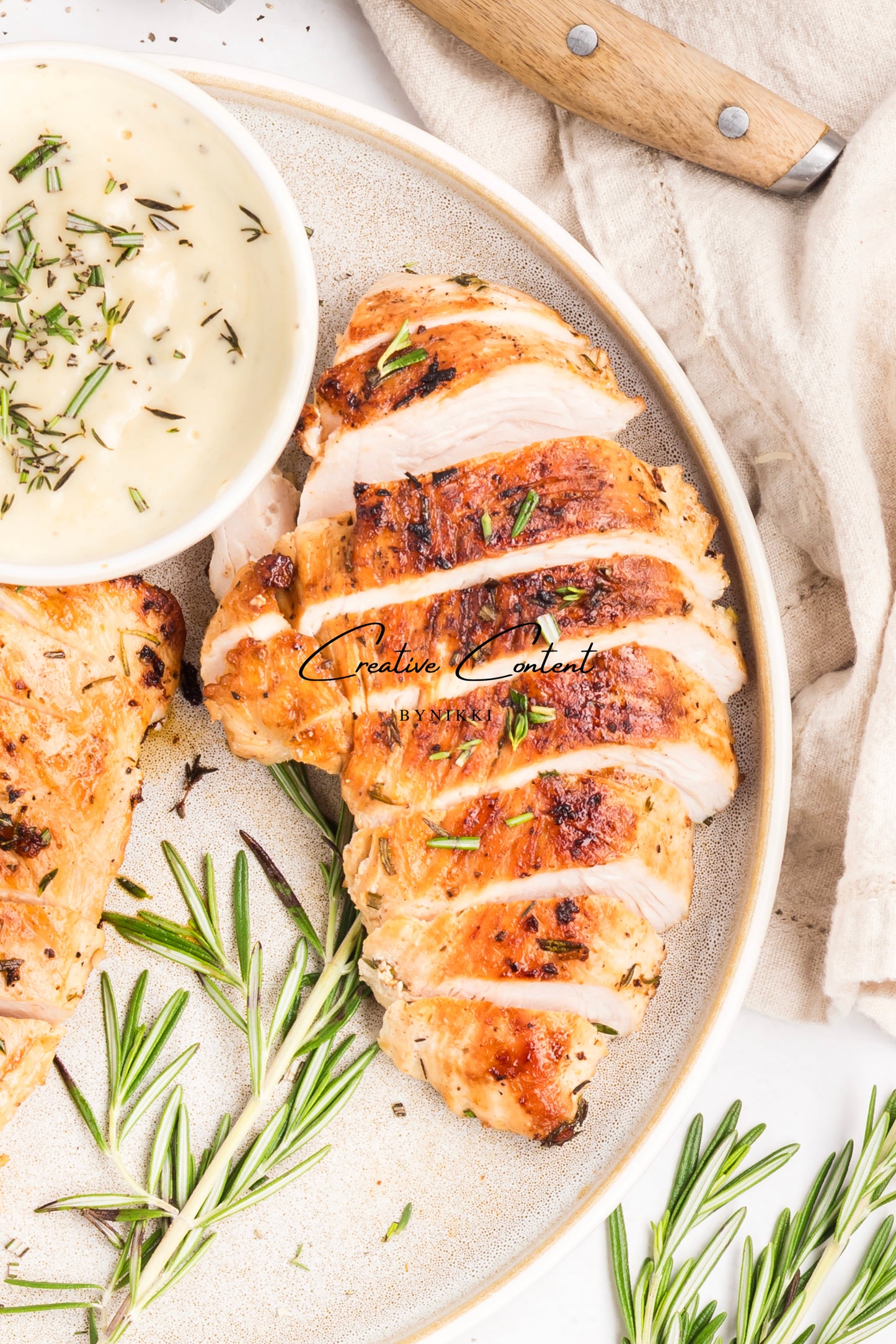 Garlic Herbed Roasted Turkey Breast With Rosemary Cream Sauce  - Exclusive