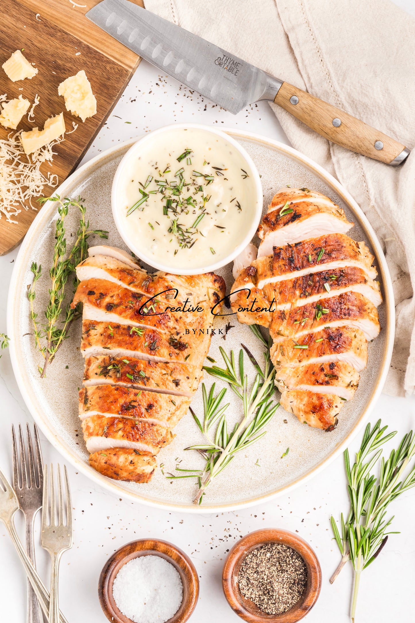 Garlic Herbed Roasted Turkey Breast With Rosemary Cream Sauce  - Exclusive