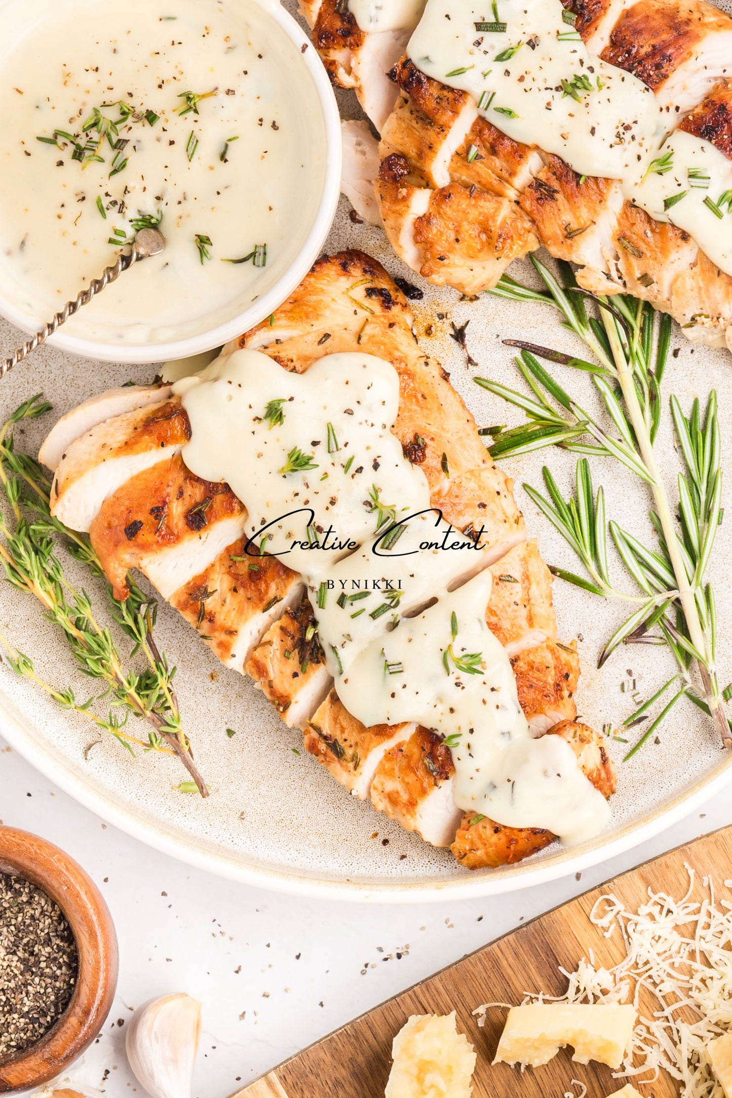 Garlic Herbed Roasted Turkey Breast With Rosemary Cream Sauce  - Exclusive