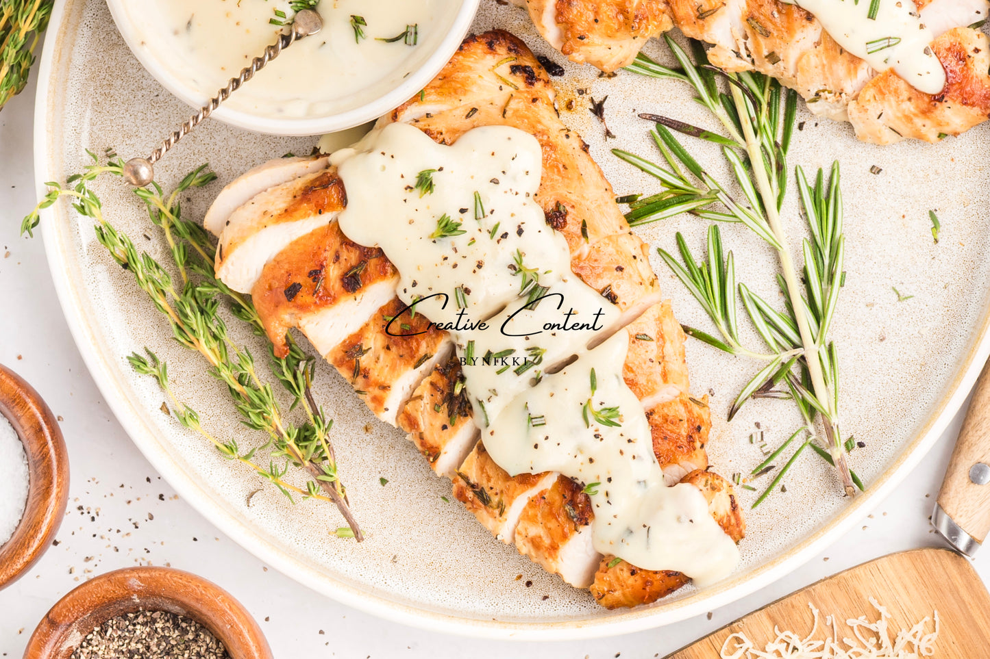 Garlic Herbed Roasted Turkey Breast With Rosemary Cream Sauce  - Exclusive