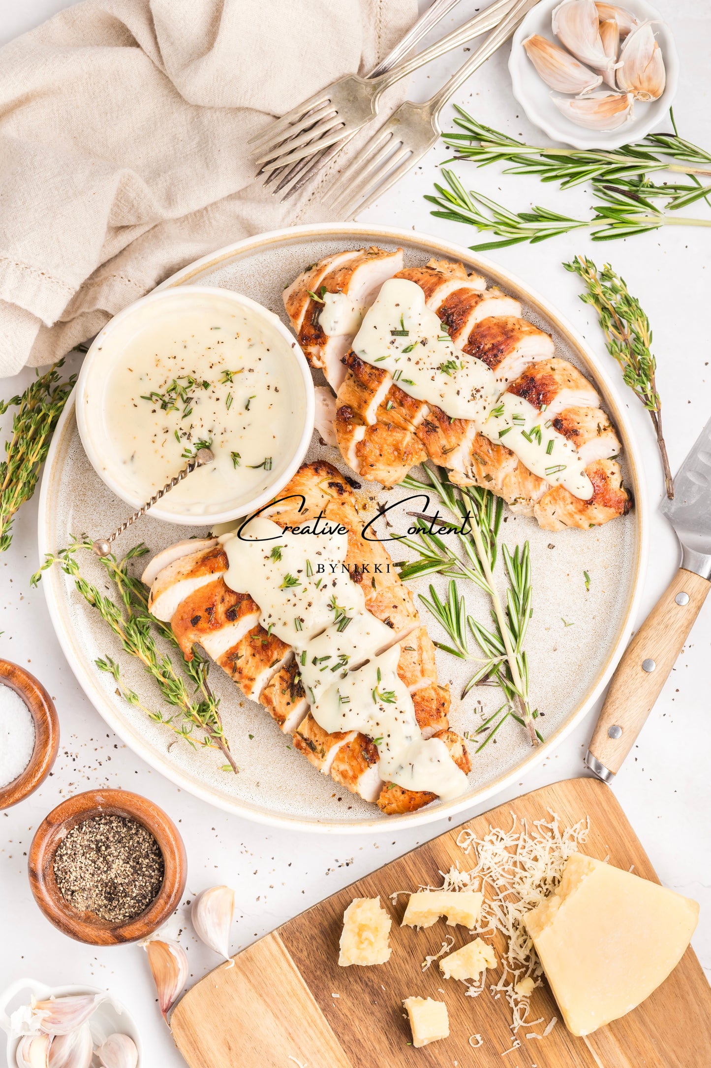 Garlic Herbed Roasted Turkey Breast With Rosemary Cream Sauce  - Exclusive