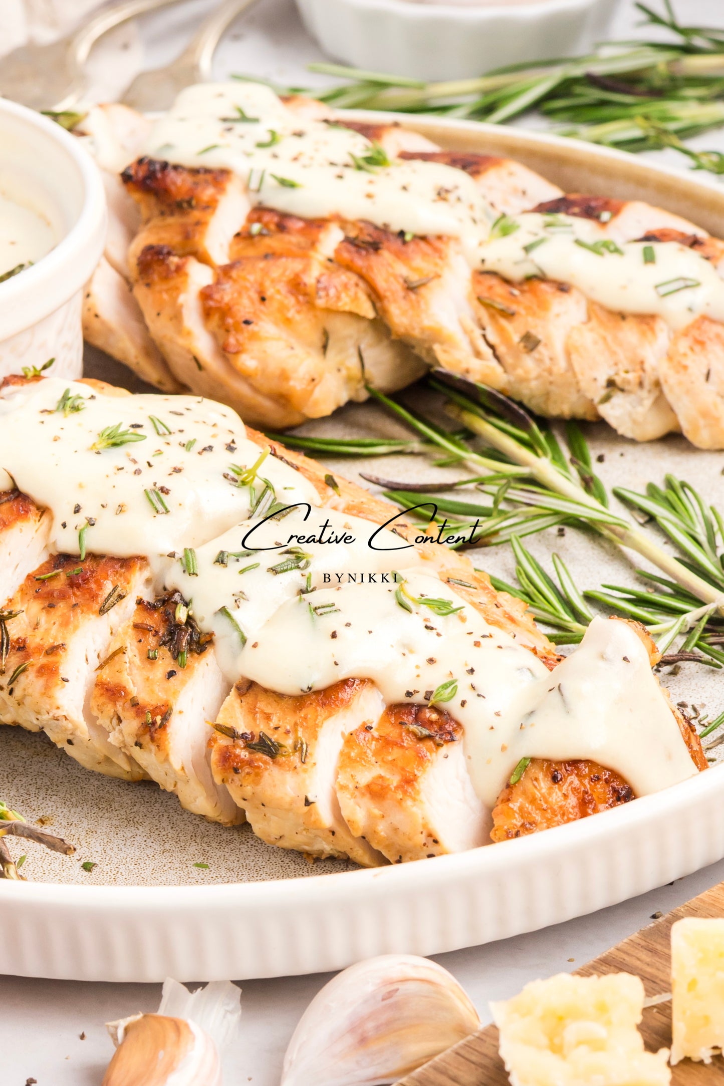 Garlic Herbed Roasted Turkey Breast With Rosemary Cream Sauce  - Exclusive