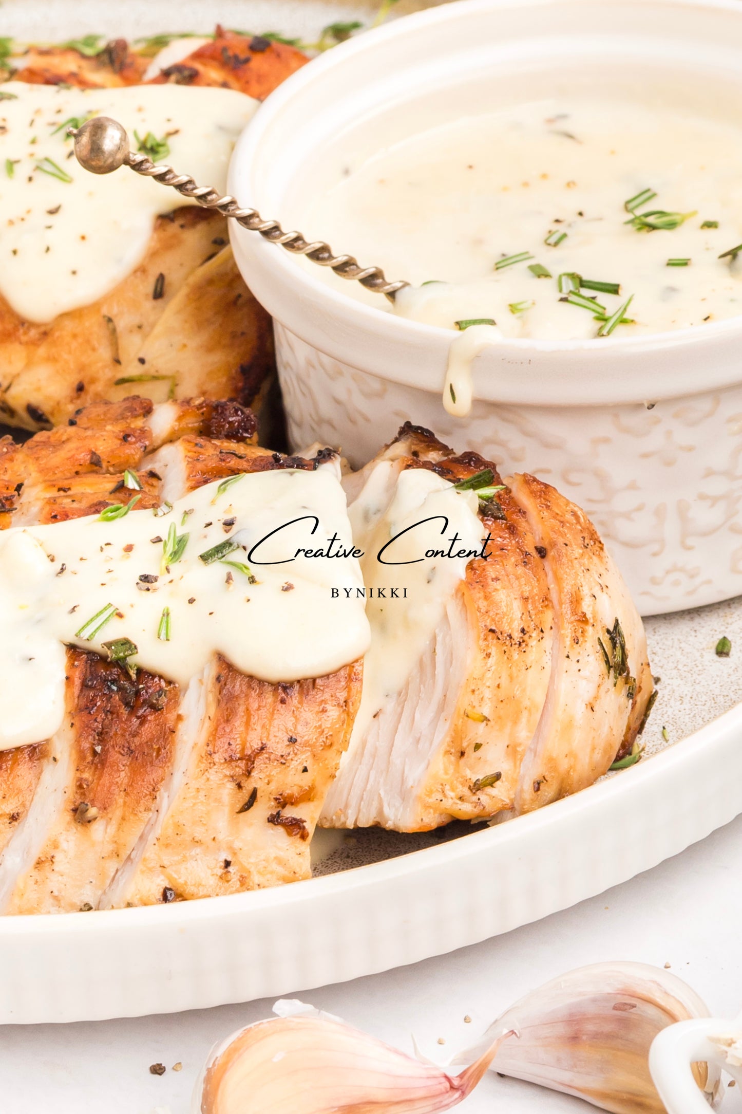 Garlic Herbed Roasted Turkey Breast With Rosemary Cream Sauce  - Exclusive