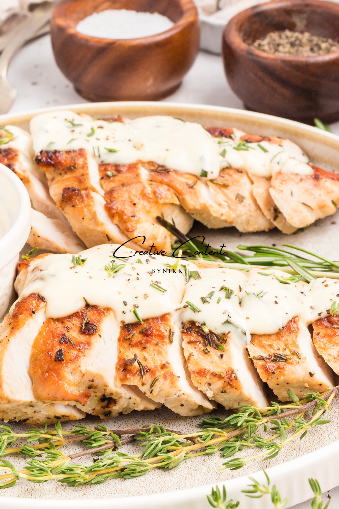 Garlic Herbed Roasted Turkey Breast With Rosemary Cream Sauce  - Exclusive