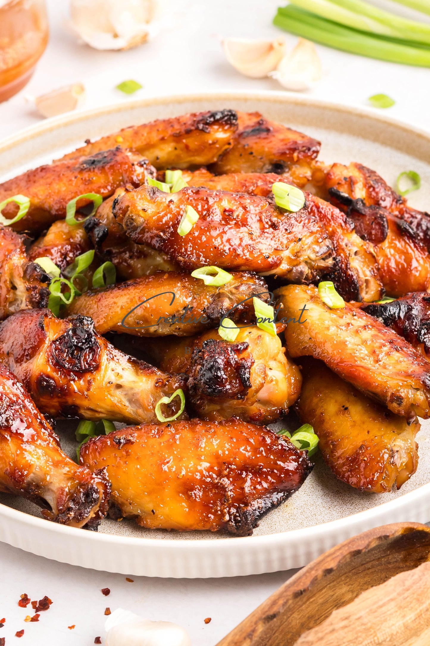 Honey Garlic Chicken Wings -  Set 1 of 2 (green onions)