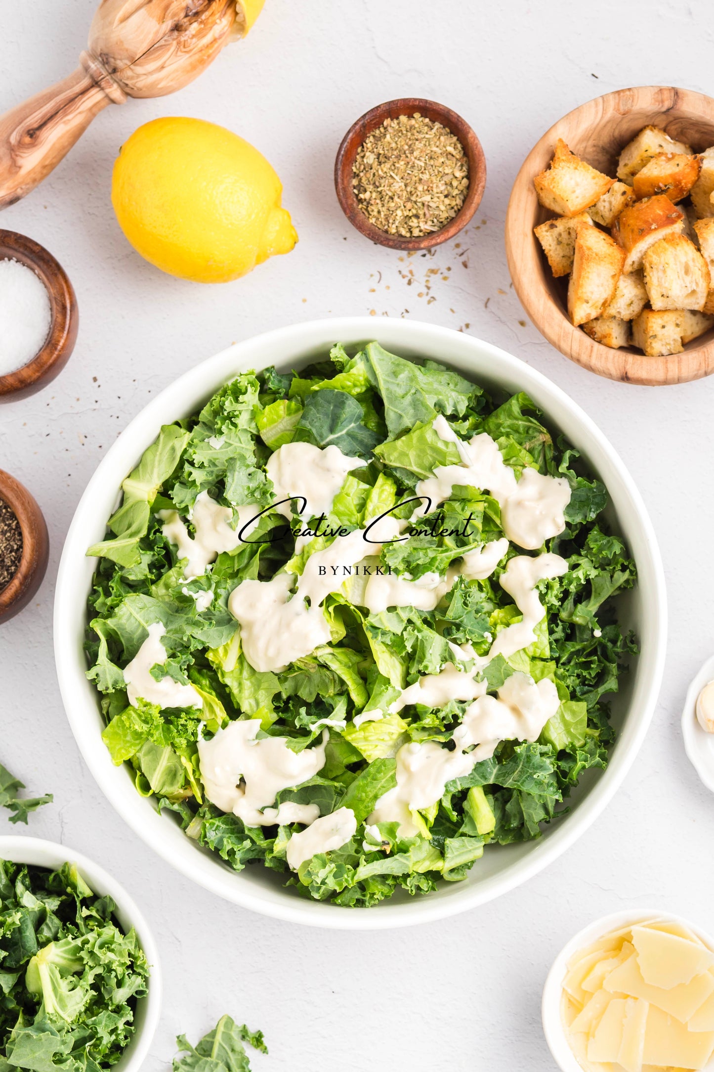 Kale Caesar Salad + Homemade Dressing + Homemade Croutons - Exclusive