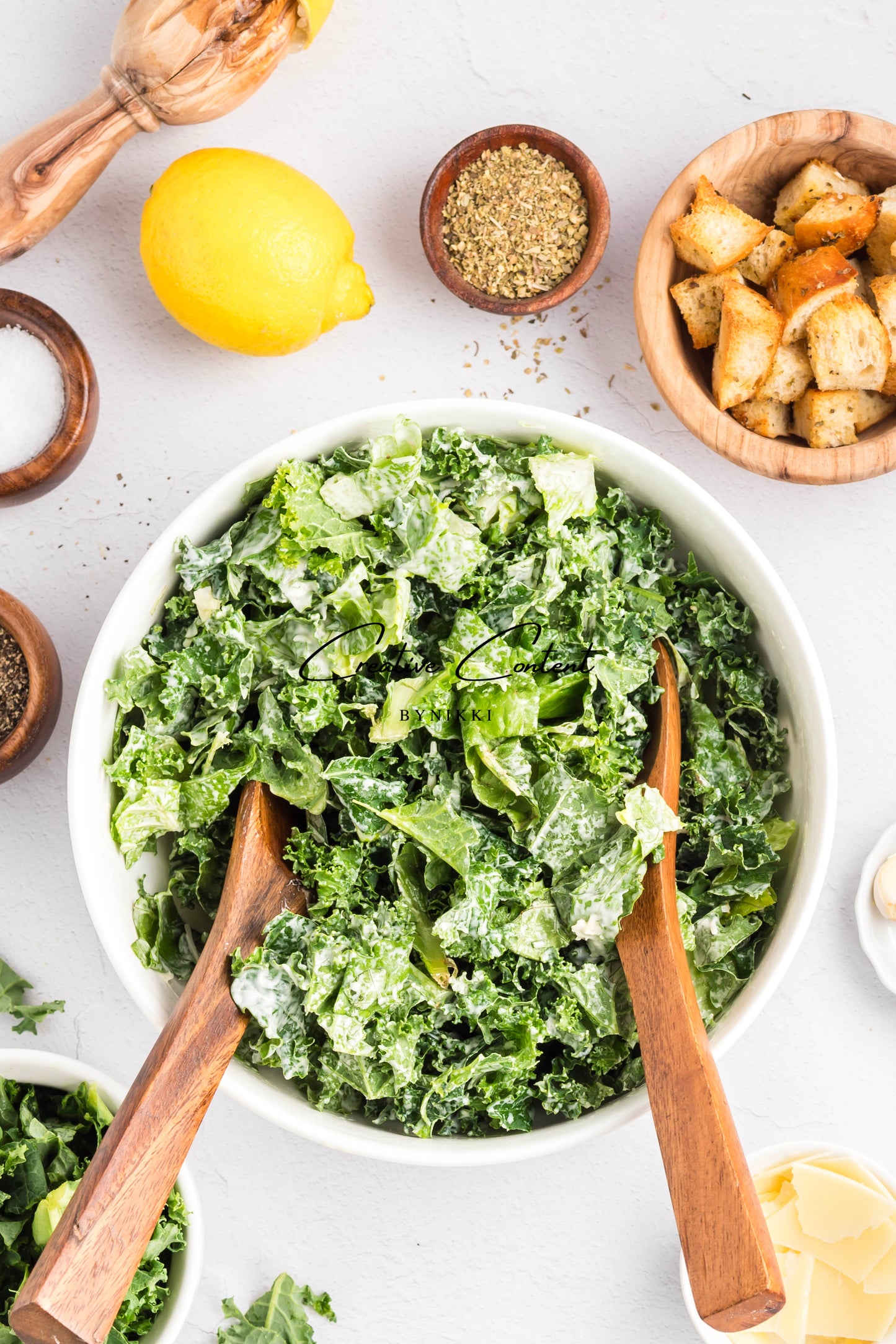 Kale Caesar Salad + Homemade Dressing + Homemade Croutons - Exclusive