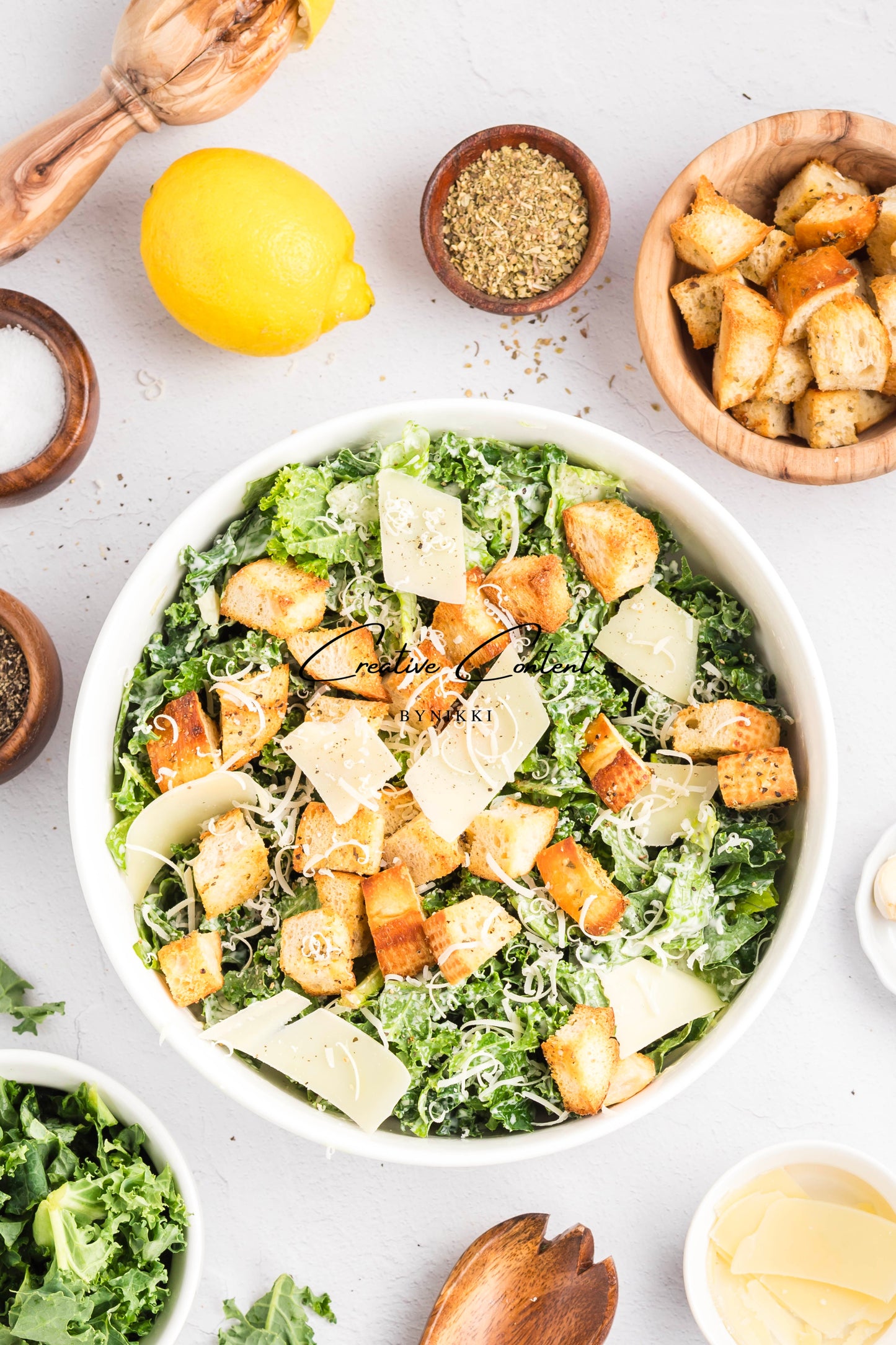 Kale Caesar Salad + Homemade Dressing + Homemade Croutons - Exclusive