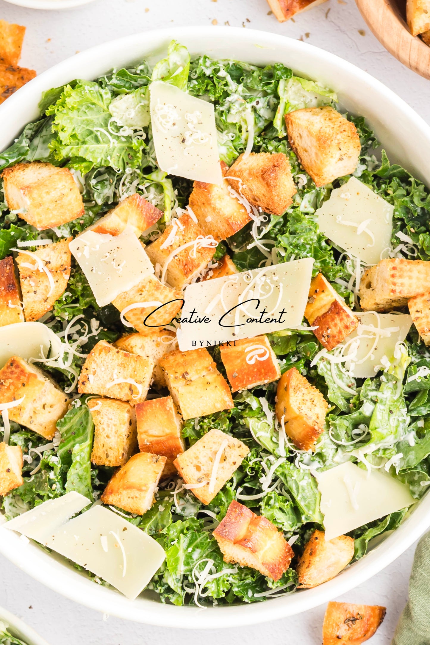 Kale Caesar Salad + Homemade Dressing + Homemade Croutons - Exclusive