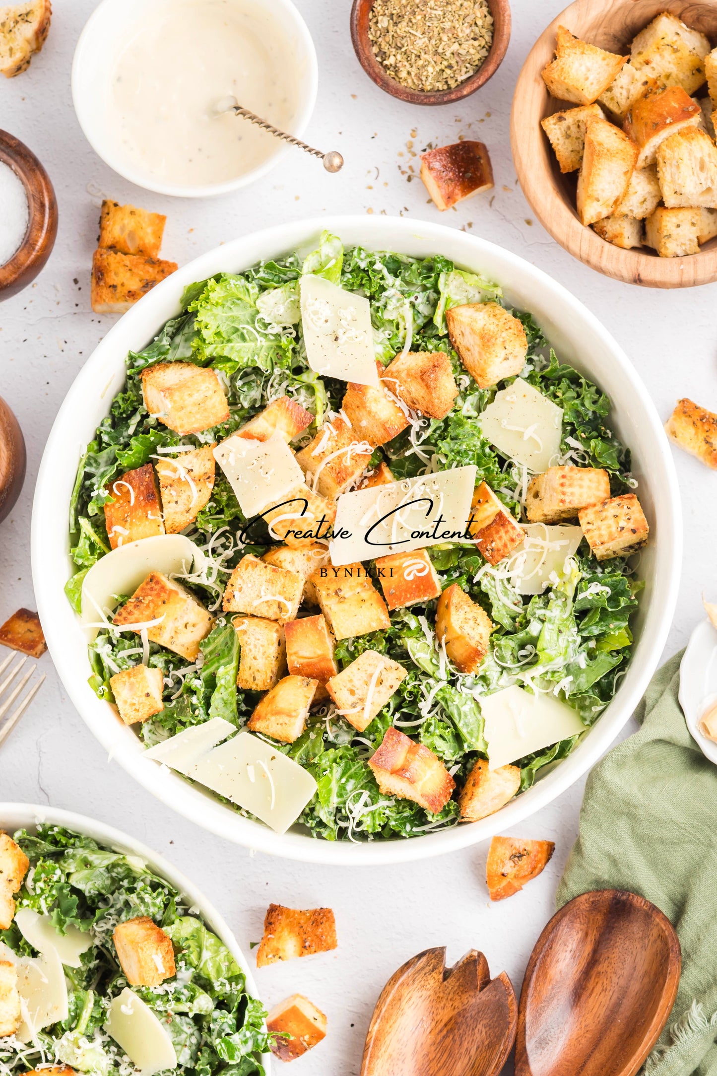 Kale Caesar Salad + Homemade Dressing + Homemade Croutons - Exclusive