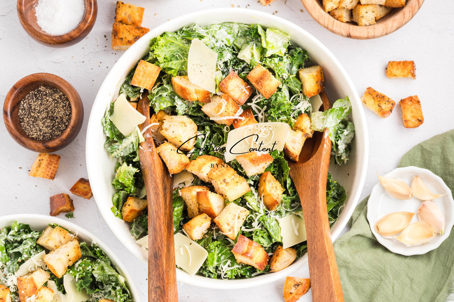 Kale Caesar Salad + Homemade Dressing + Homemade Croutons - Exclusive