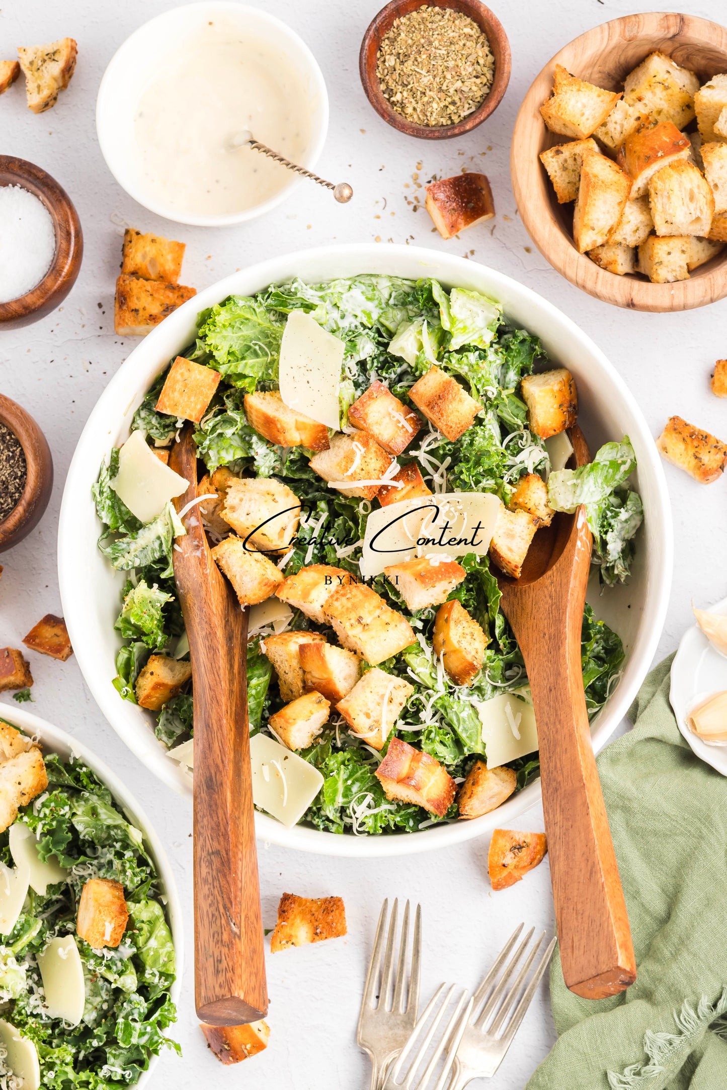 Kale Caesar Salad + Homemade Dressing + Homemade Croutons - Exclusive