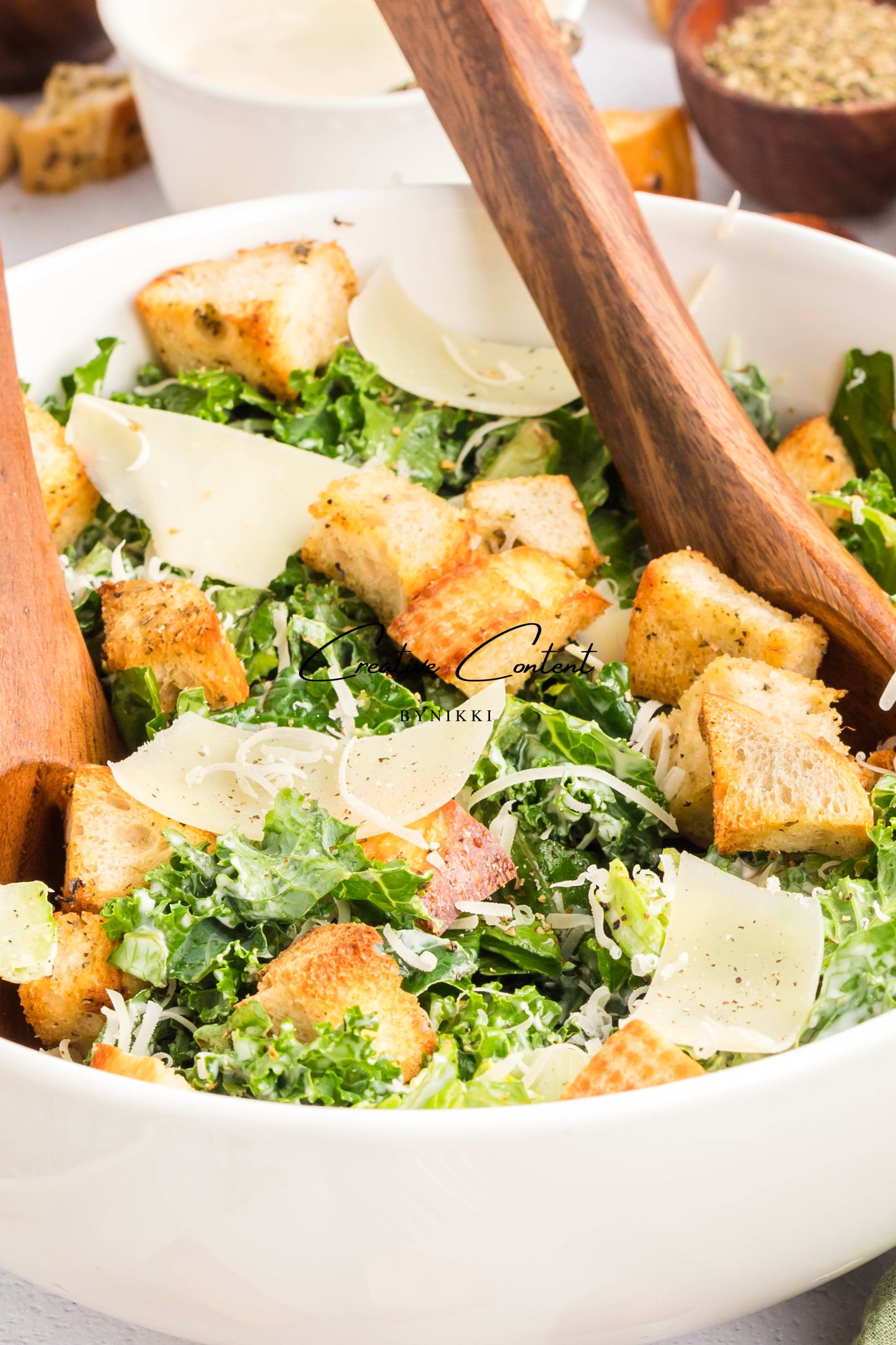 Kale Caesar Salad + Homemade Dressing + Homemade Croutons - Exclusive