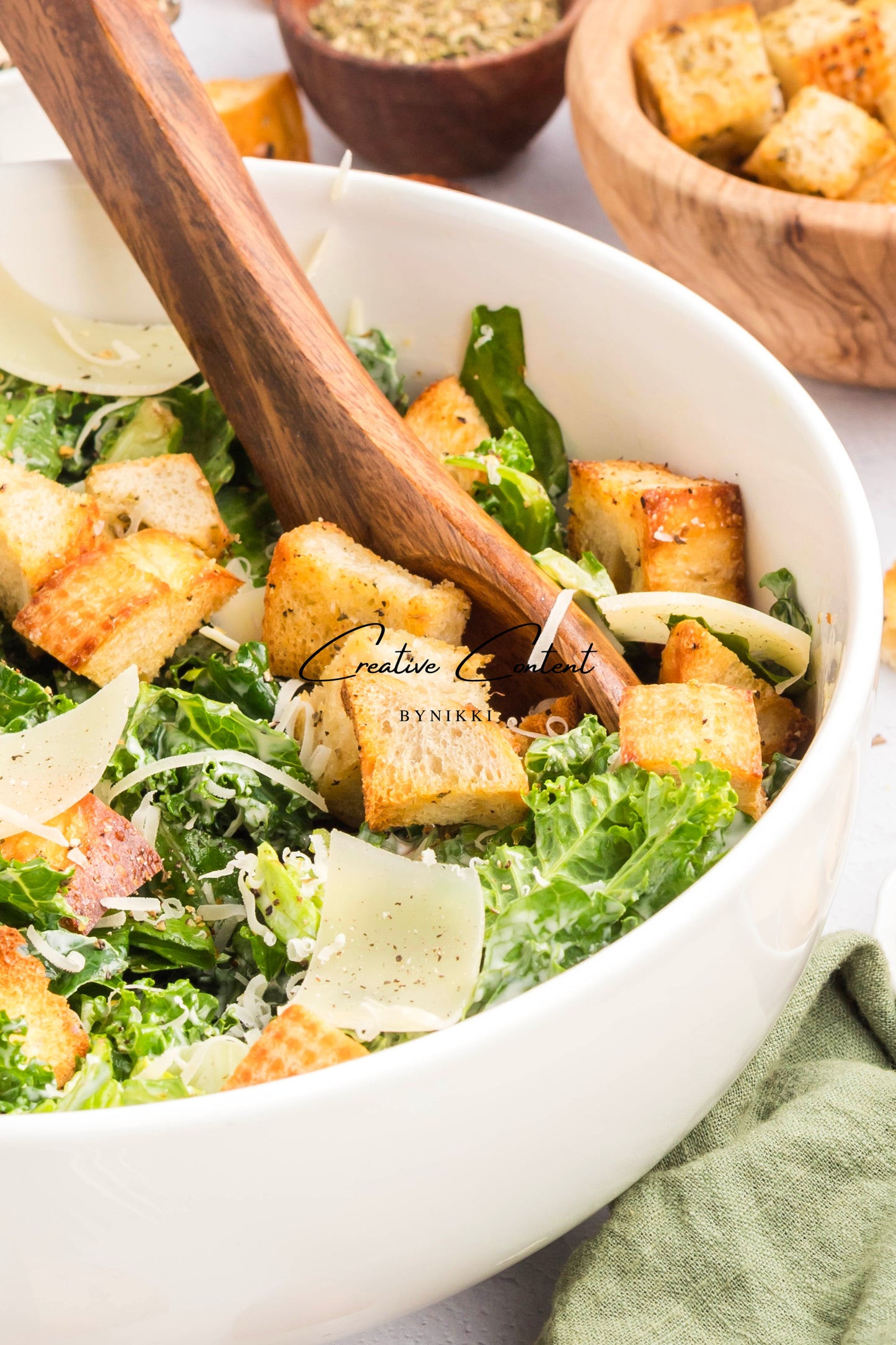 Kale Caesar Salad + Homemade Dressing + Homemade Croutons - Exclusive