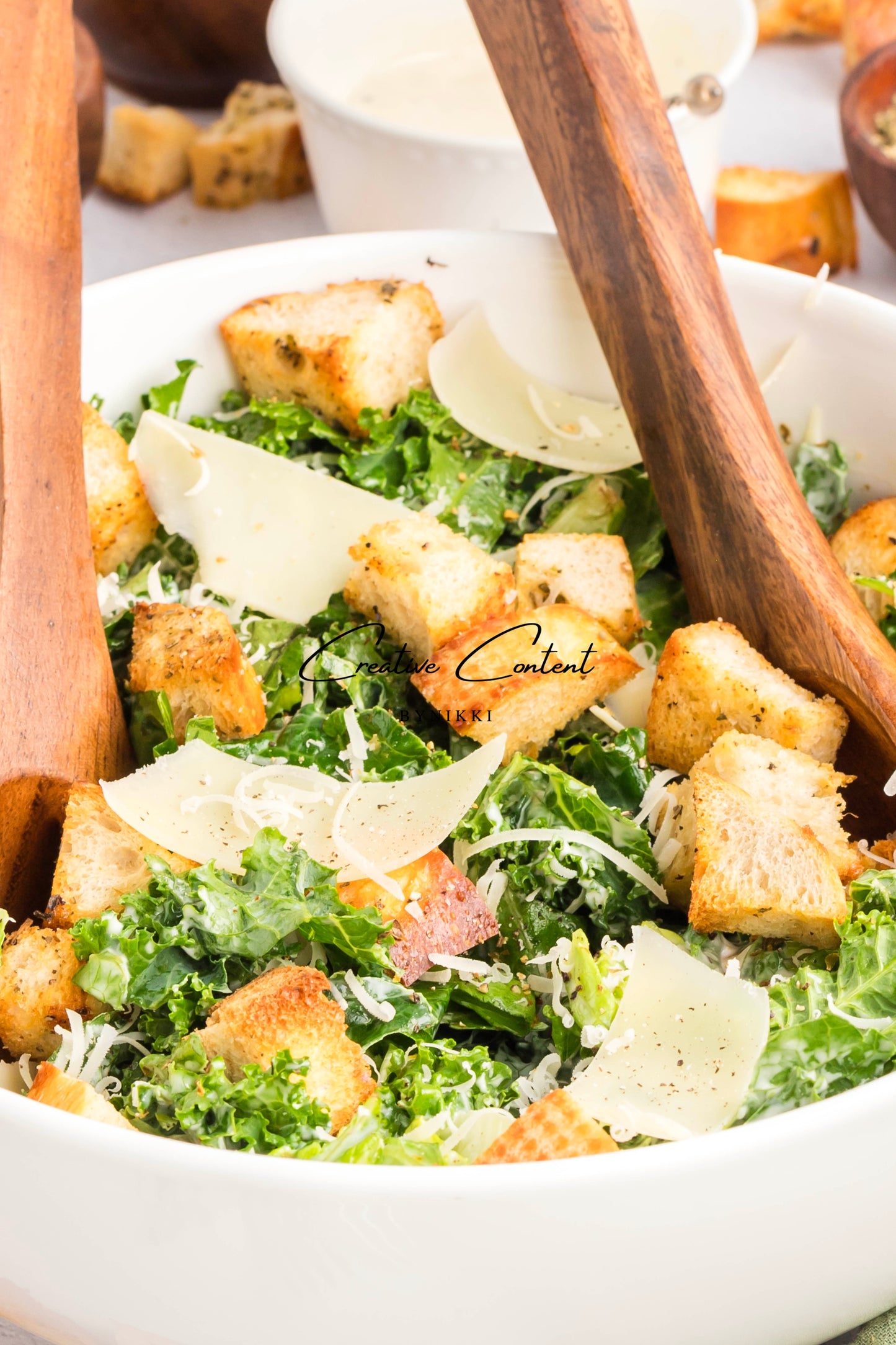 Kale Caesar Salad + Homemade Dressing + Homemade Croutons - Exclusive