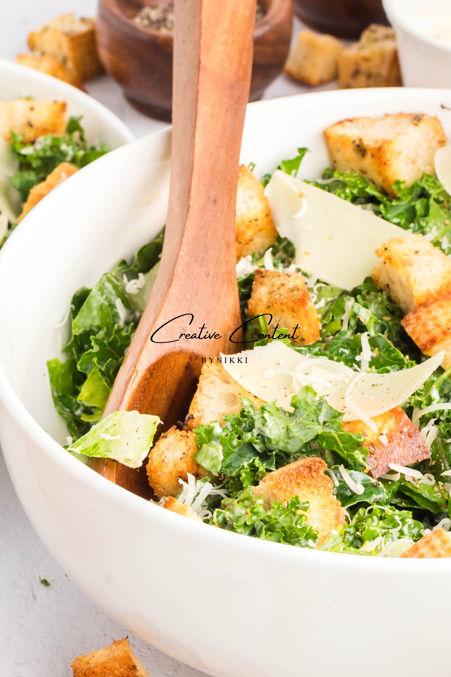 Kale Caesar Salad + Homemade Dressing + Homemade Croutons - Exclusive