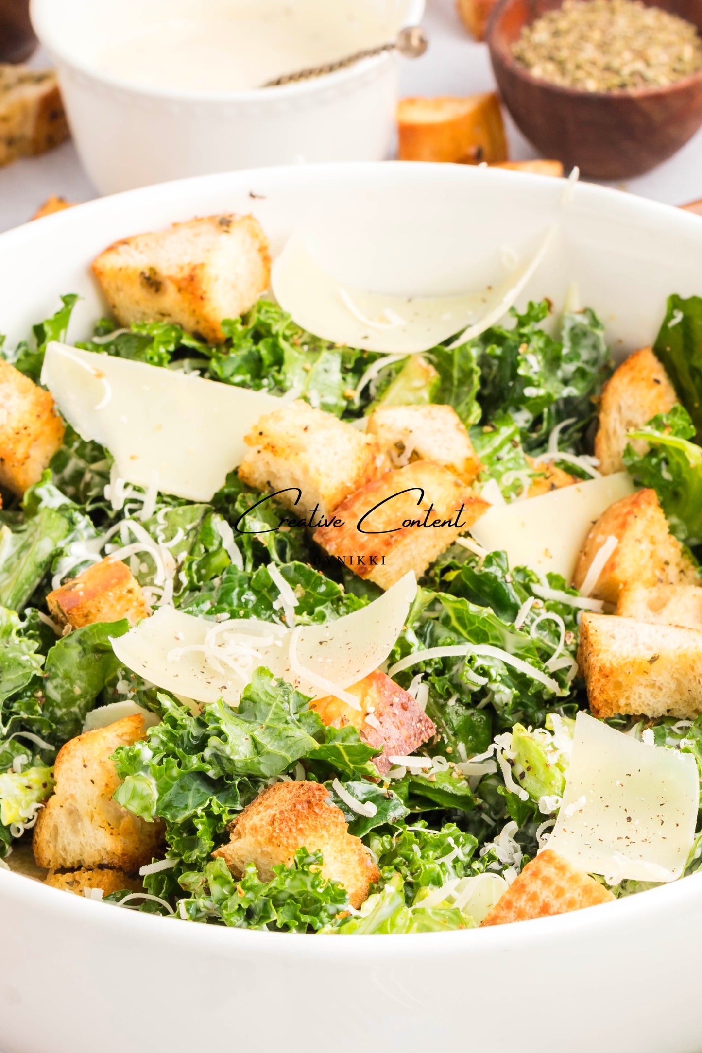 Kale Caesar Salad + Homemade Dressing + Homemade Croutons - Exclusive
