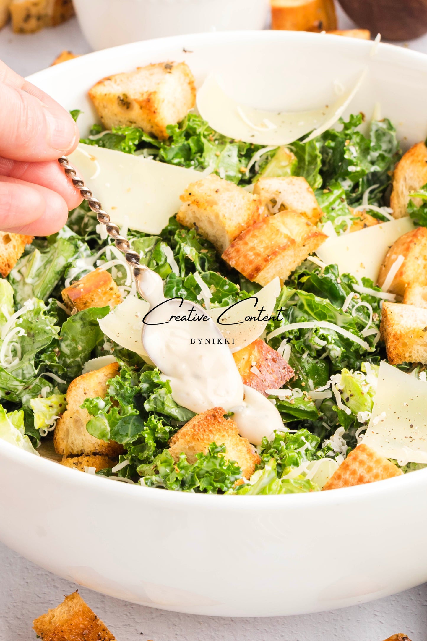 Kale Caesar Salad + Homemade Dressing + Homemade Croutons - Exclusive