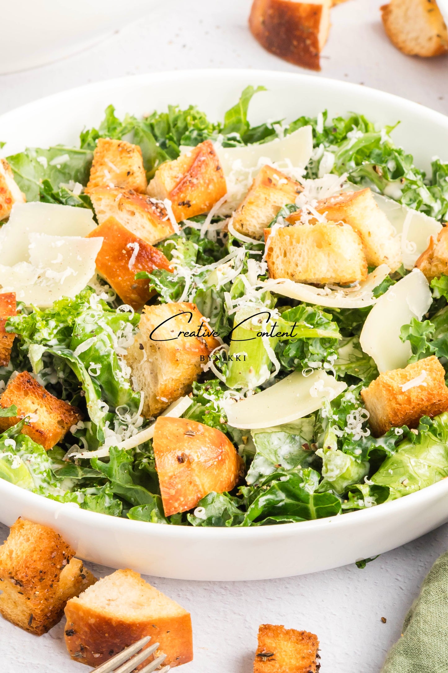 Kale Caesar Salad + Homemade Dressing + Homemade Croutons - Exclusive