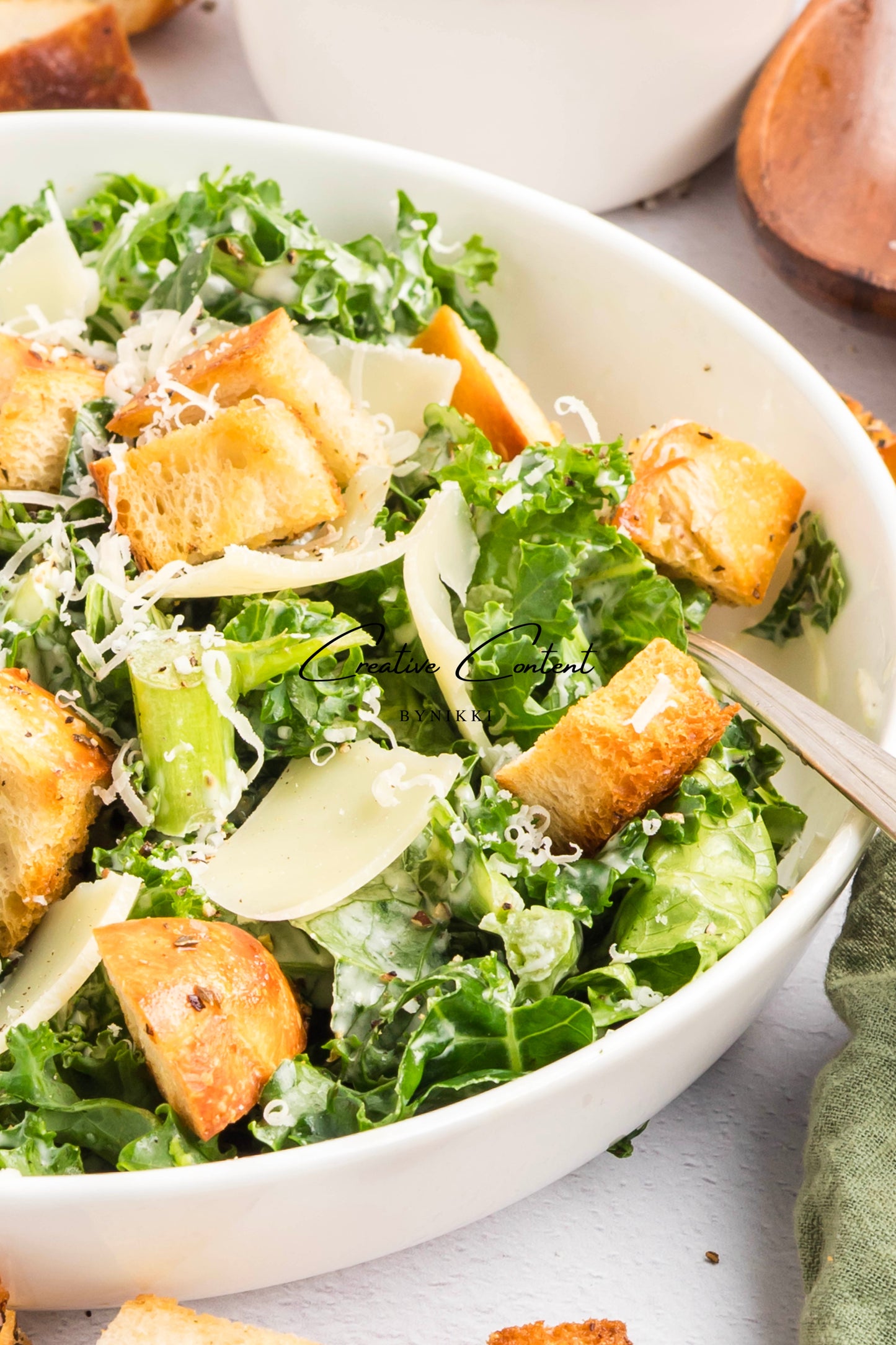 Kale Caesar Salad + Homemade Dressing + Homemade Croutons - Exclusive