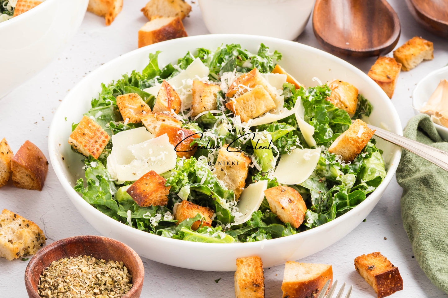 Kale Caesar Salad + Homemade Dressing + Homemade Croutons - Exclusive