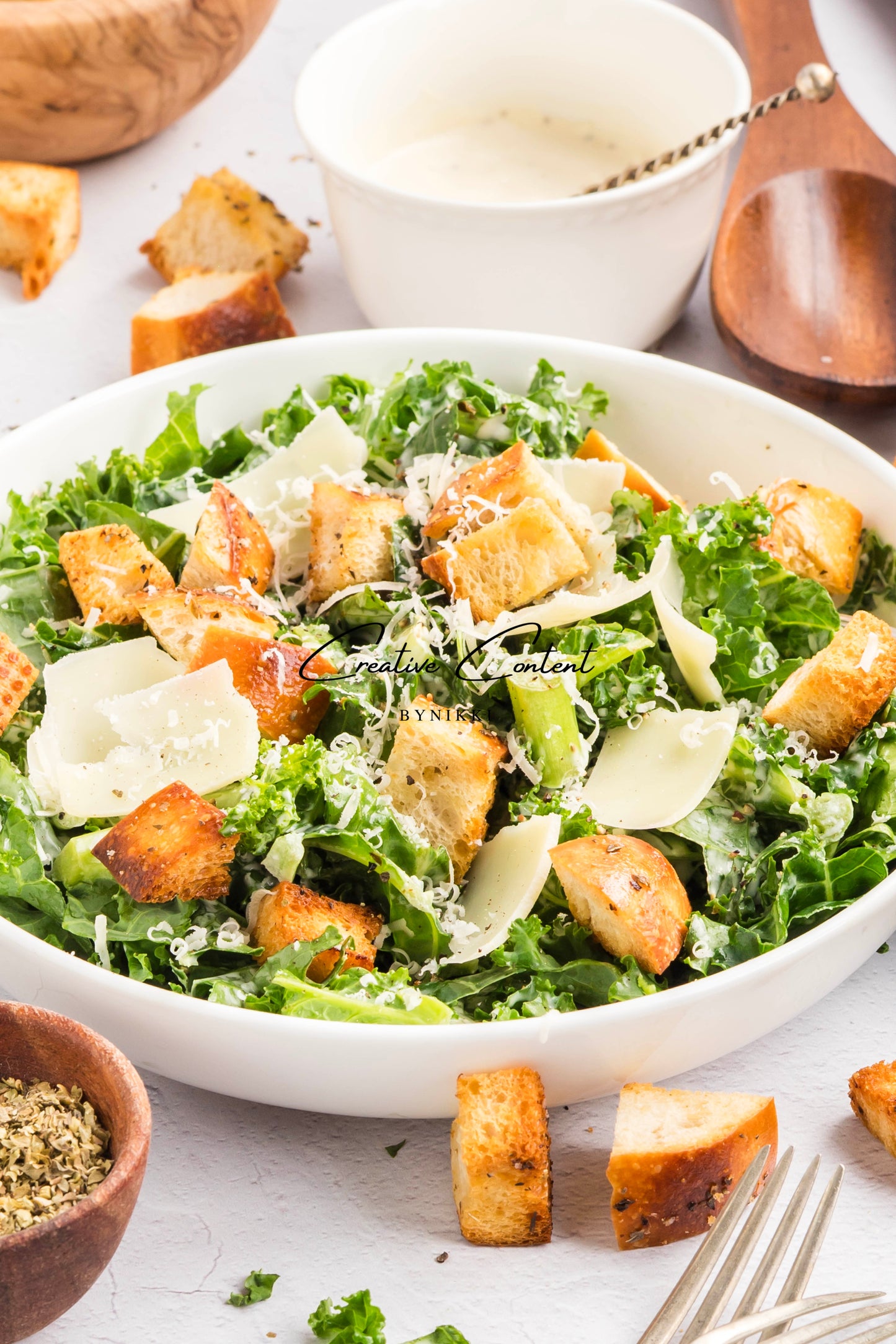 Kale Caesar Salad + Homemade Dressing + Homemade Croutons - Exclusive