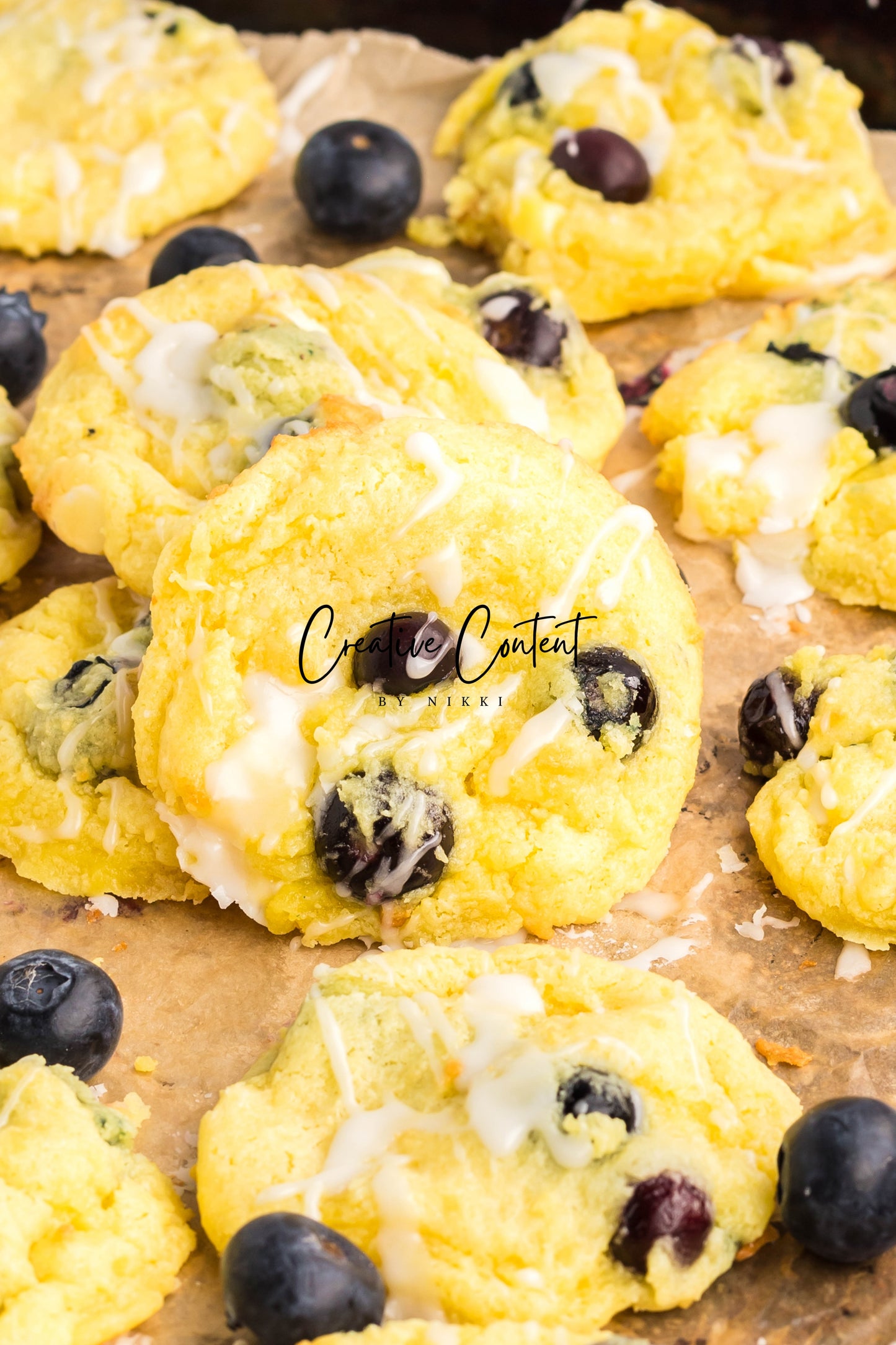 Lemon Blueberry Cake Cookies With A Lemon Glaze -  Set 1 of 2