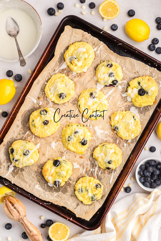 Lemon Blueberry Cake Cookies With A Lemon Glaze -  Set 1 of 2