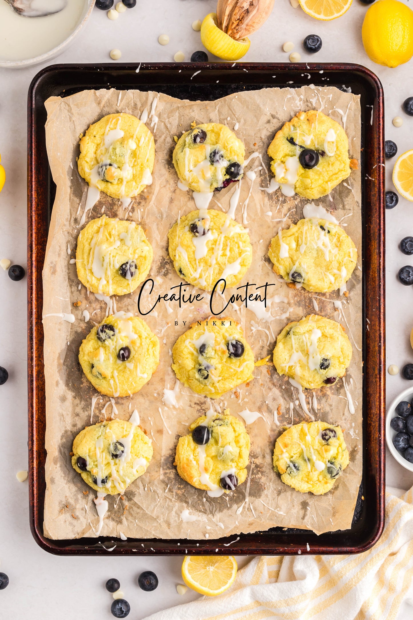 Lemon Blueberry Cake Cookies With A Lemon Glaze -  Set 1 of 2
