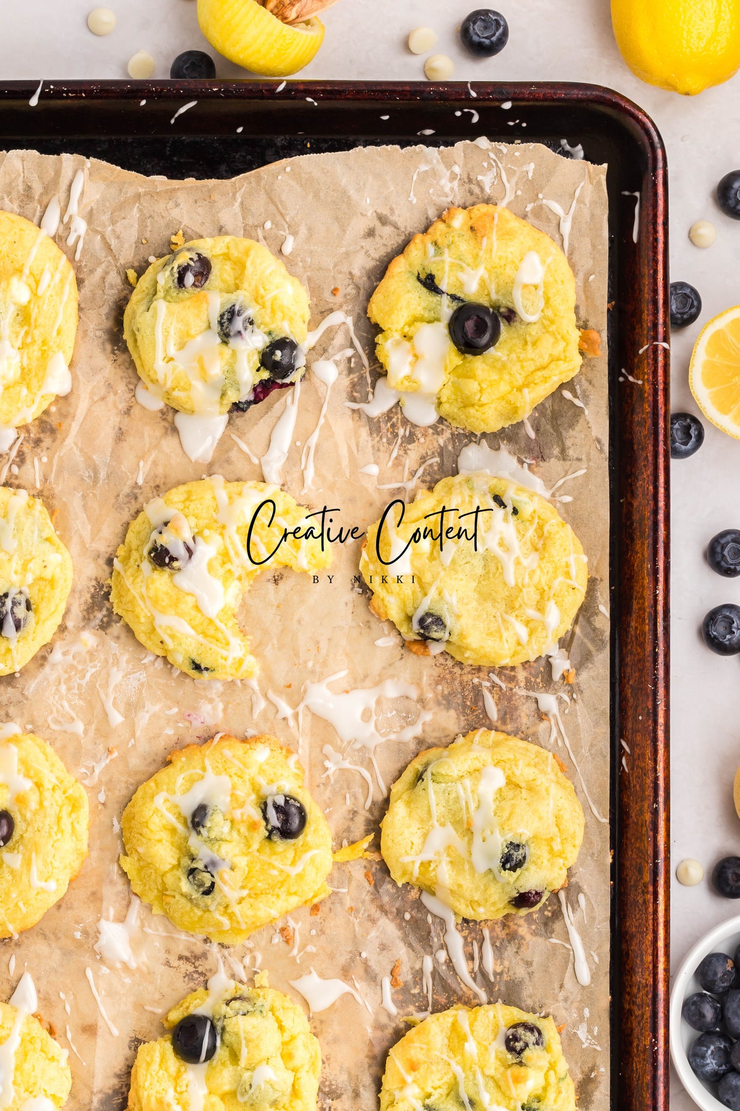 Lemon Blueberry Cake Cookies With A Lemon Glaze -  Set 1 of 2