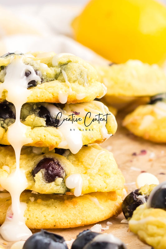 Lemon Blueberry Cake Cookies With A Lemon Glaze -  Set 2 of 2