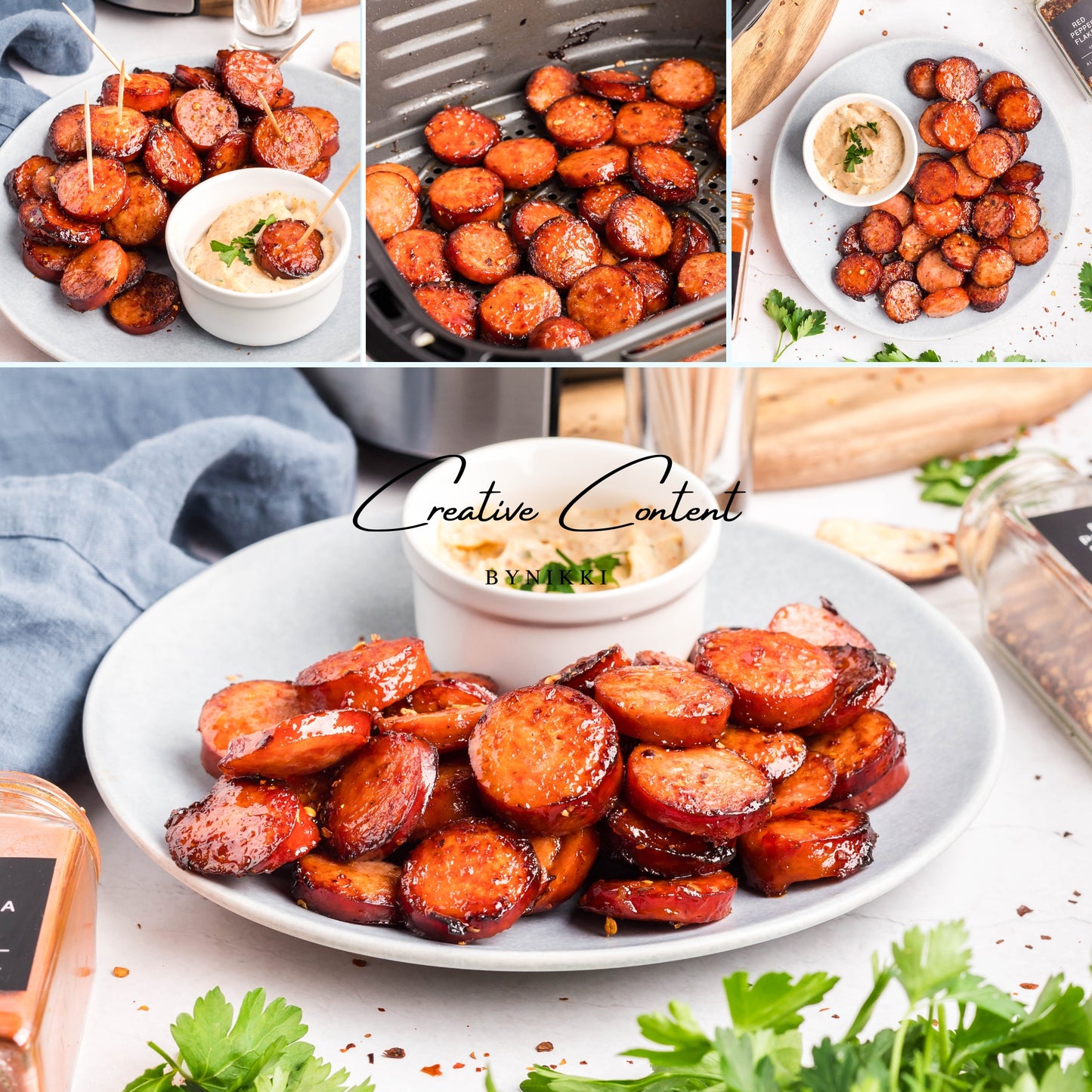 Air Fryer Kielbasa + Creamy Mustard Sauce - Set 1 of 2