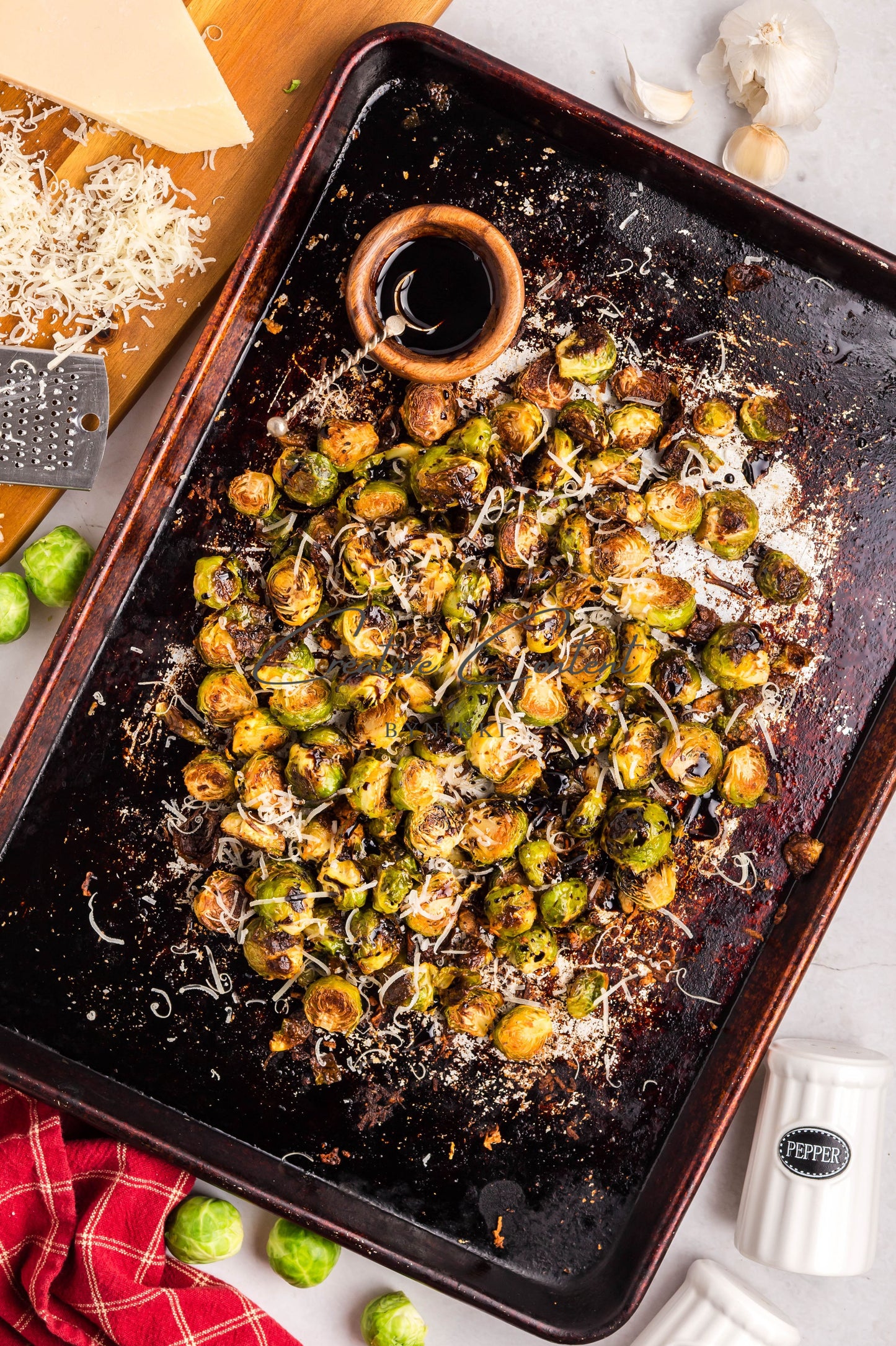 Parmesan Garlic Roasted Brussels Sprouts + Balsamic Glaze -  Exclusive