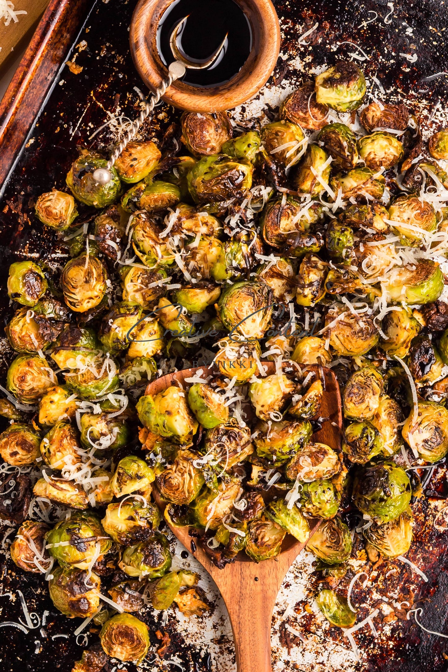Parmesan Garlic Roasted Brussels Sprouts + Balsamic Glaze -  Exclusive
