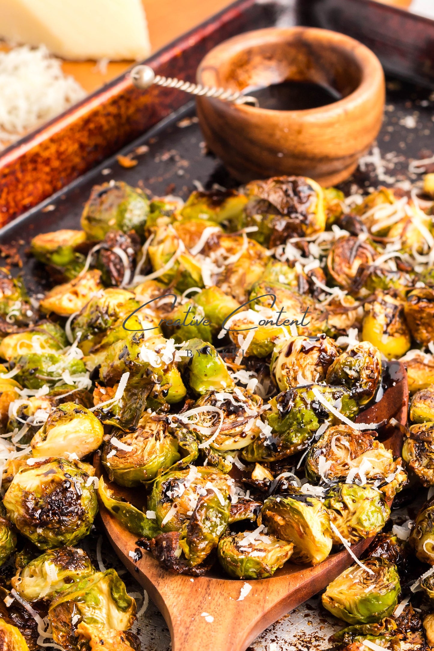 Parmesan Garlic Roasted Brussels Sprouts + Balsamic Glaze -  Exclusive