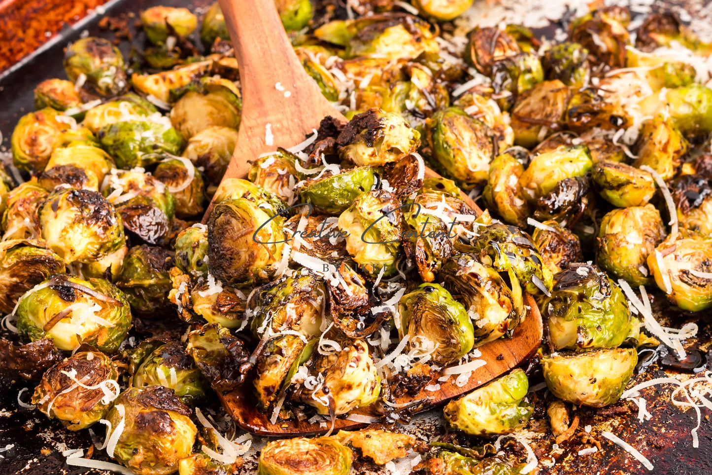 Parmesan Garlic Roasted Brussels Sprouts + Balsamic Glaze -  Exclusive