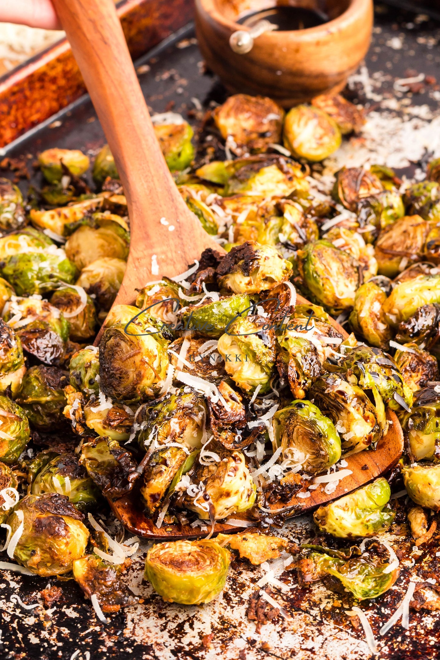 Parmesan Garlic Roasted Brussels Sprouts + Balsamic Glaze -  Exclusive