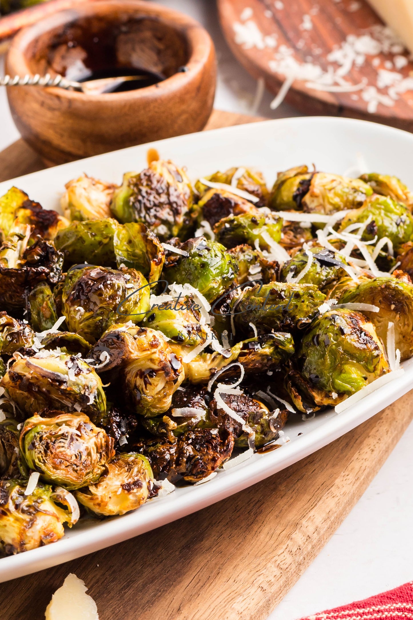Parmesan Garlic Roasted Brussels Sprouts + Balsamic Glaze -  Exclusive