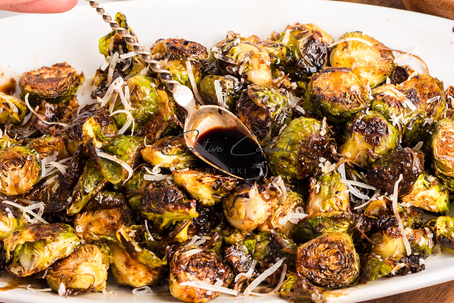 Parmesan Garlic Roasted Brussels Sprouts + Balsamic Glaze -  Exclusive