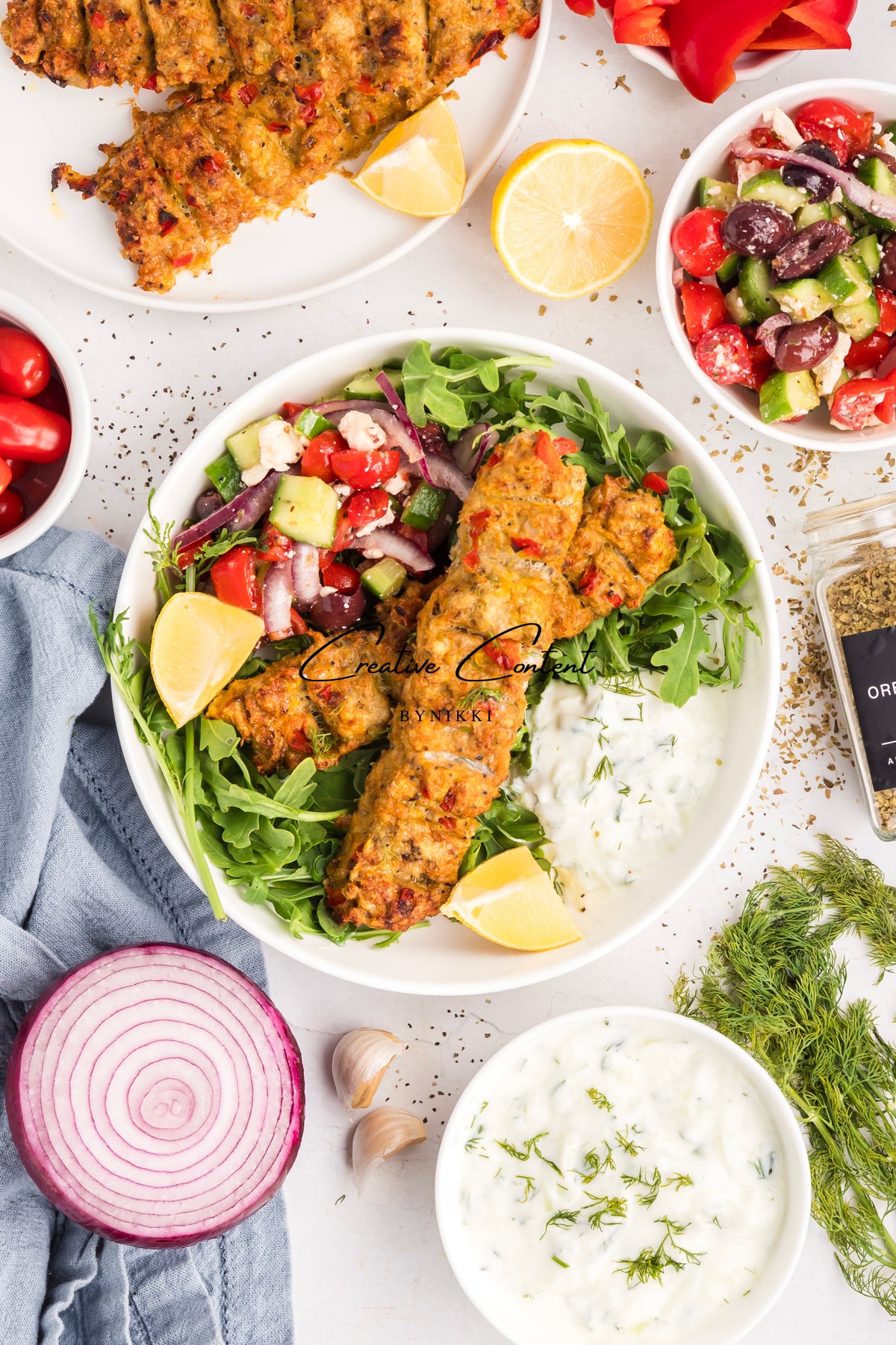 Sheet Pan Chicken Kabobs  + Greek Salad + Tsatziki- Exclusive