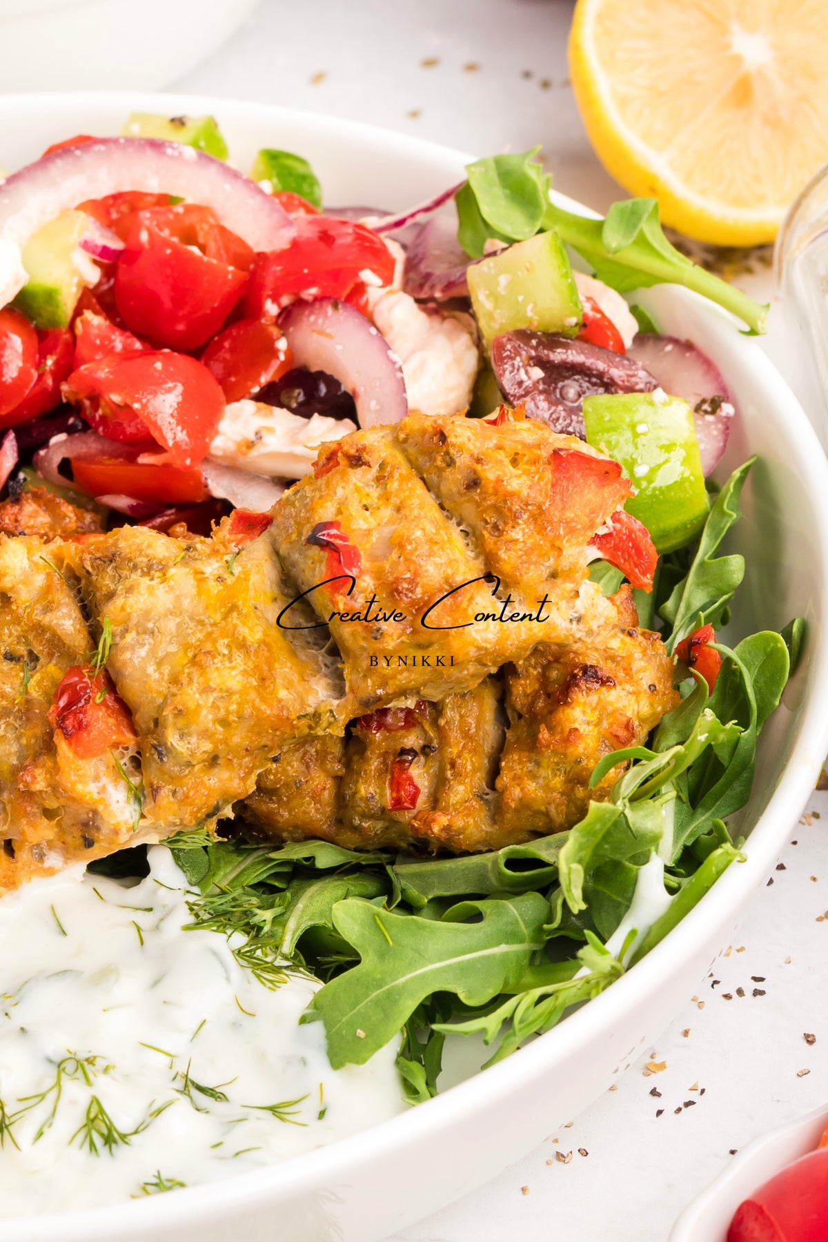 Sheet Pan Chicken Kabobs  + Greek Salad + Tsatziki- Exclusive