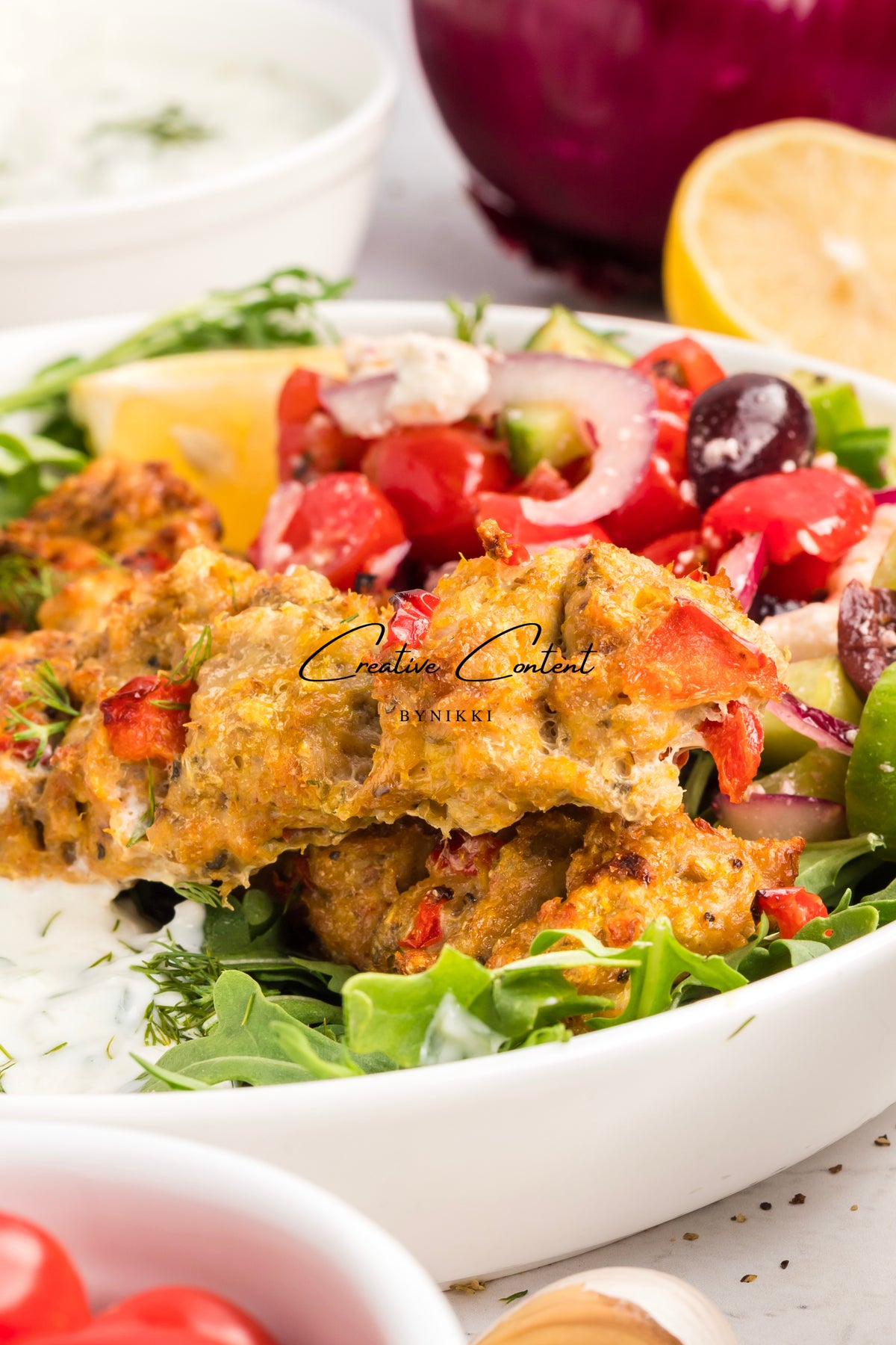 Sheet Pan Chicken Kabobs  + Greek Salad + Tsatziki- Exclusive