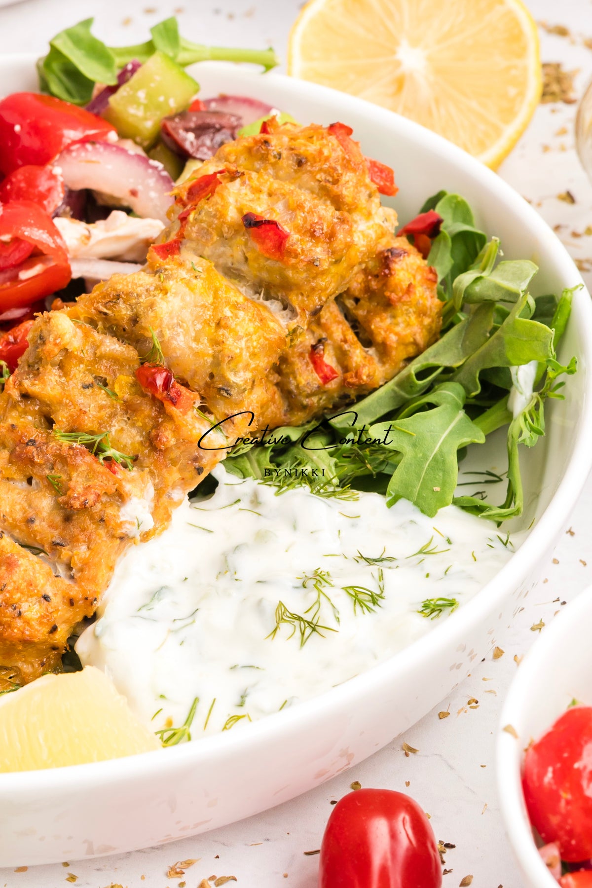Sheet Pan Chicken Kabobs  + Greek Salad + Tsatziki- Exclusive