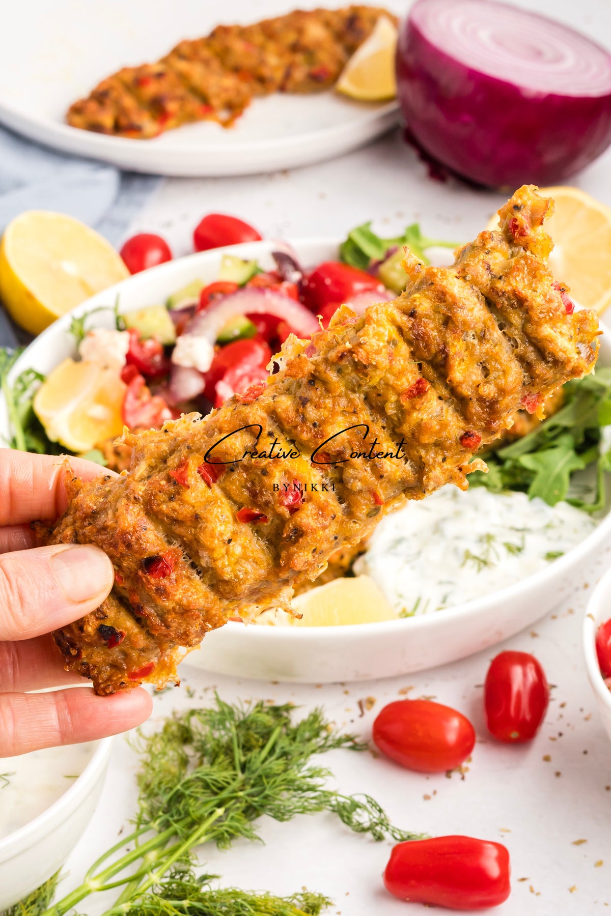 Sheet Pan Chicken Kabobs  + Greek Salad + Tsatziki- Exclusive