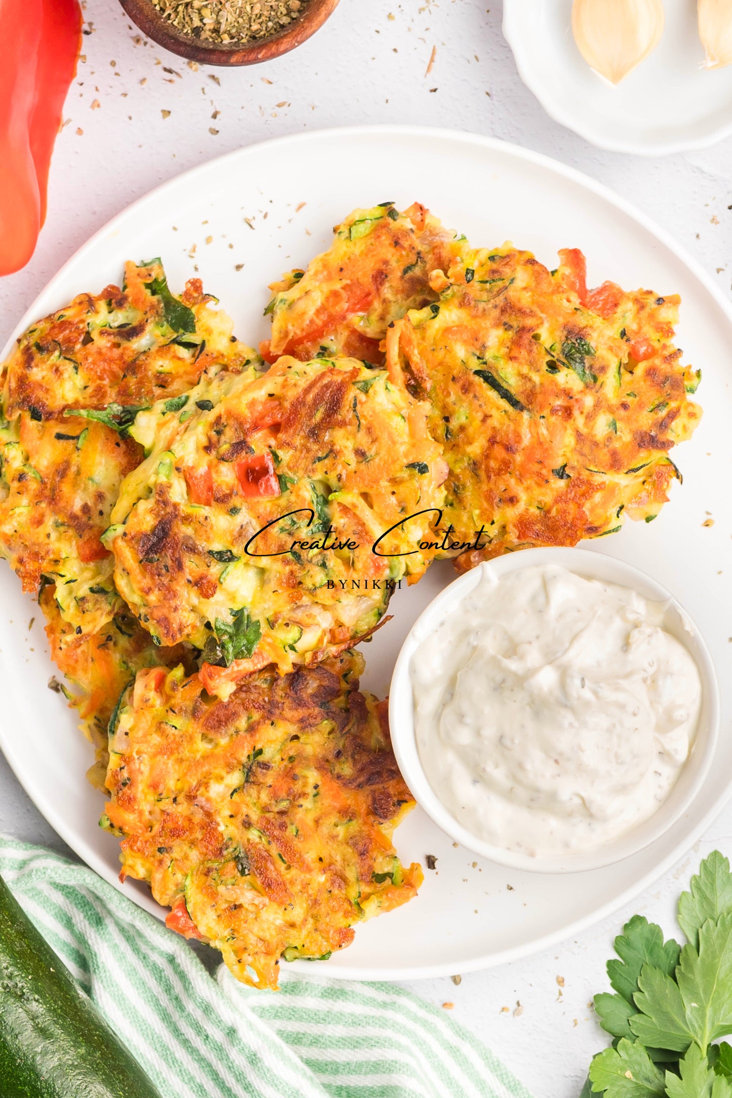 Cheesy Veggie Patties + Creamy Garlic Dip- Exclusive