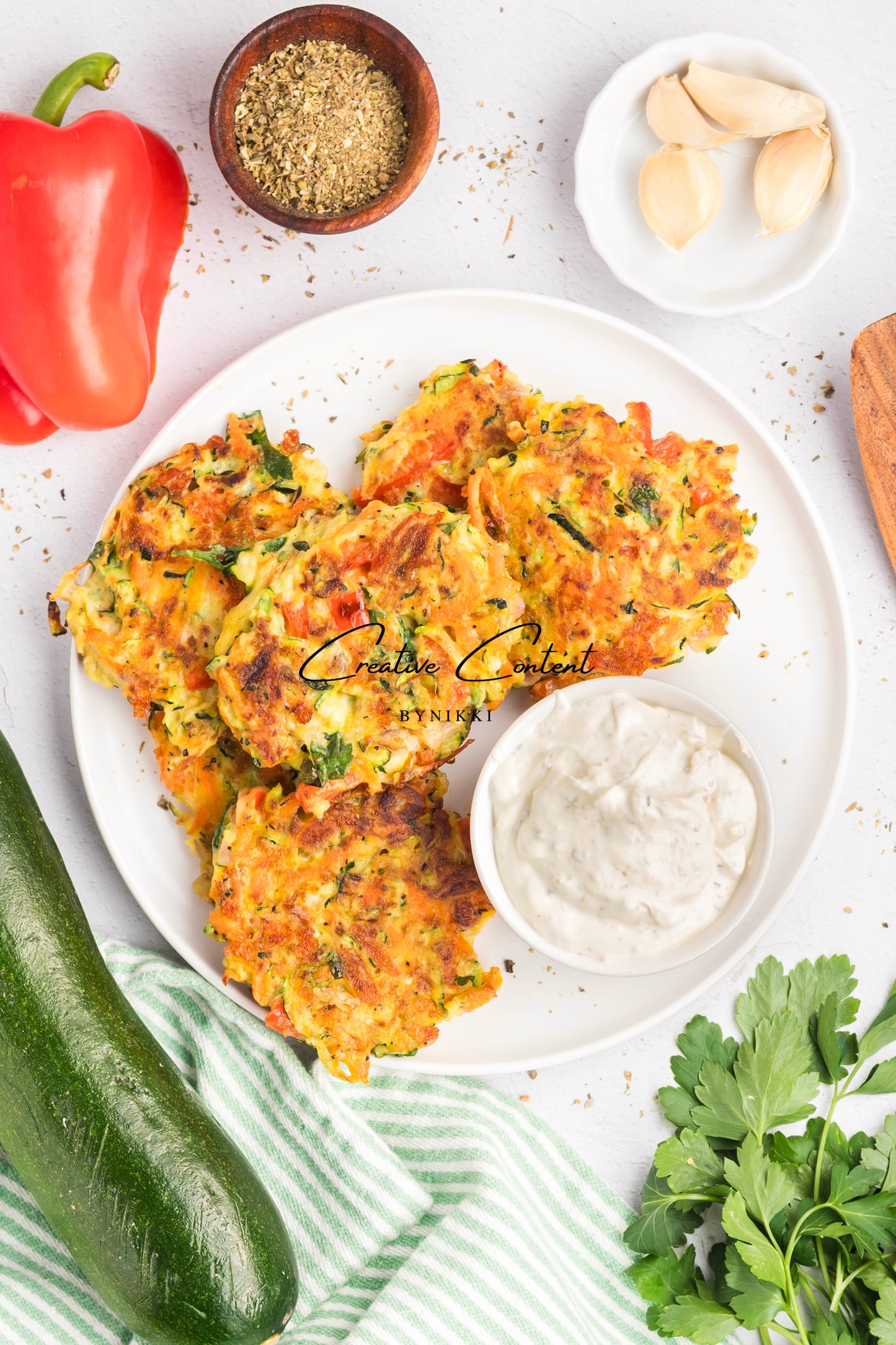 Cheesy Veggie Patties + Creamy Garlic Dip- Exclusive